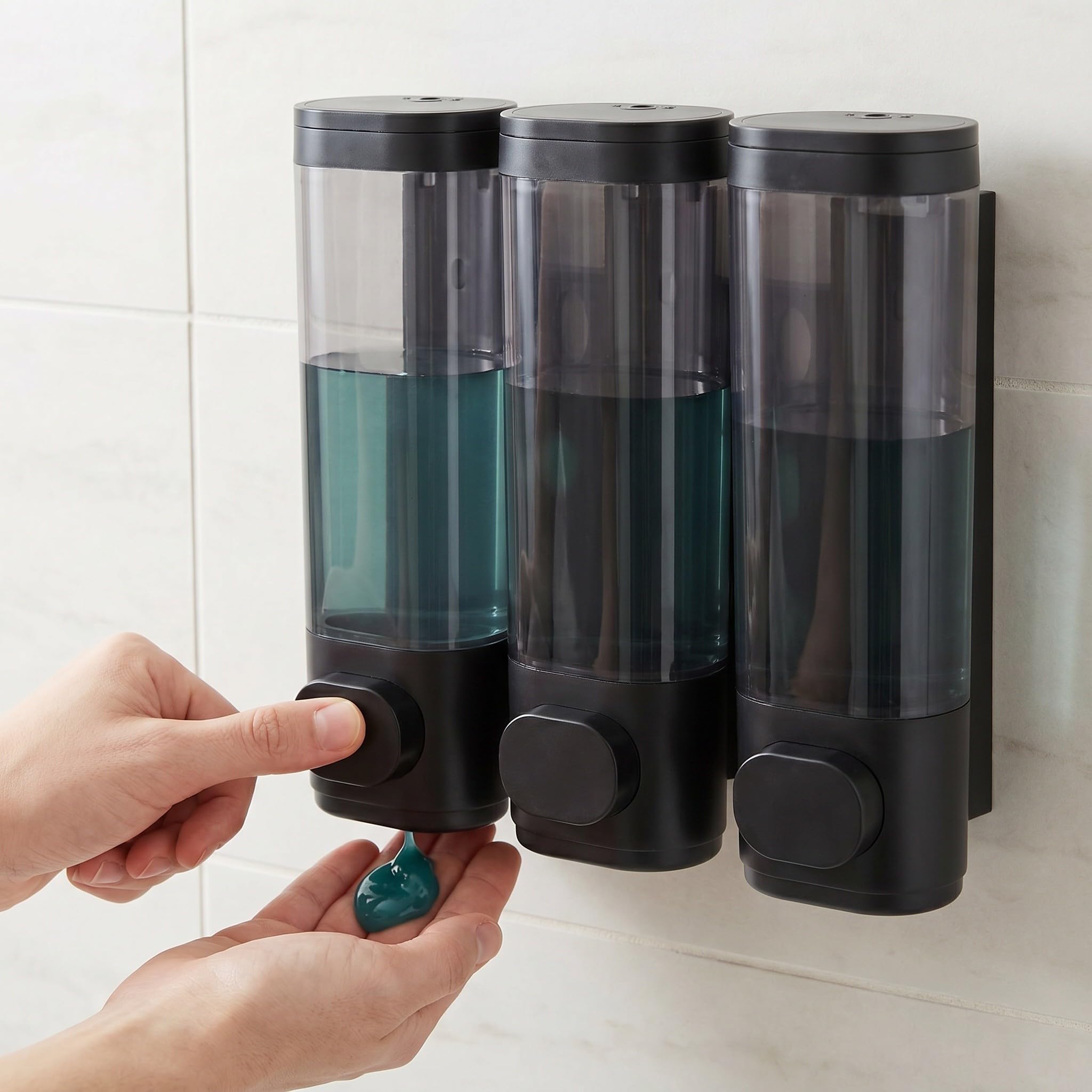 CLISPEED 2 Dispensadores De Champú Y Champú Sin Jabón, Tipo Recarga, con Depósito Grande para Baño, para Uso Doméstico, con Soporte para Taladro Y Botón De Presión para Uso Comercial -