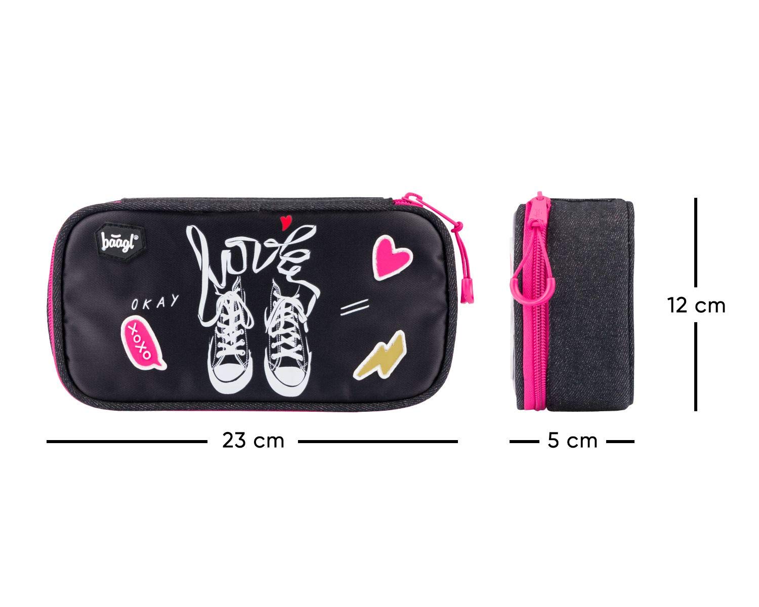 Baagl Schulrucksack Set Mädchen 3 Teilig - Schultasche ab 3. Klasse - Grundschule Ranzen mit Brustgurt - Ergonomischer Schulranzen (Turnschuhe)
