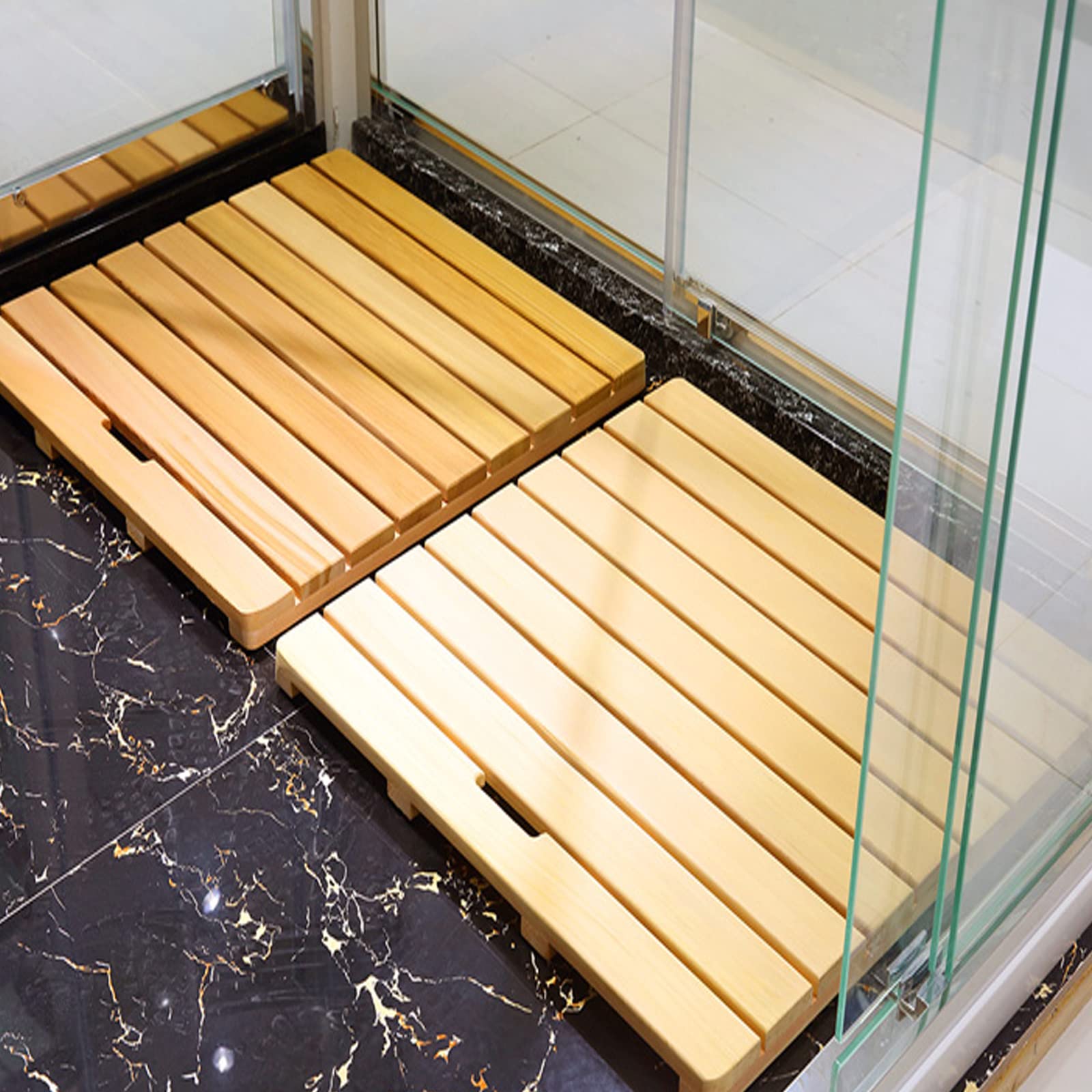 Pedana Doccia di Lusso,Pedana Doccia in Legno,Tappeto Bagno e Cucina,Pedana per Doccia,Tappeto Doccia Multifunzionali,per Una Facile Conservazione,per Interni o Esterni (50x50cm/20x20in)