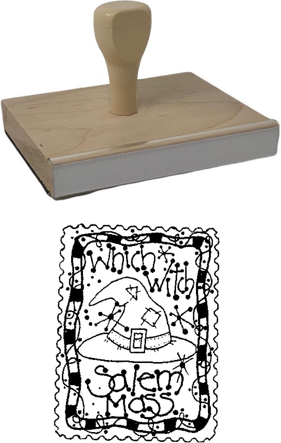 Witch Post Rubber Stamp, 6 X 5 Wood Stamp