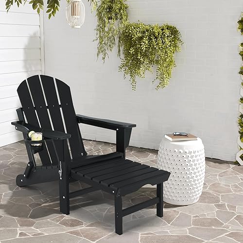 Folding Adirondack Chair with Retractable Ottoman - All Weather Resistant