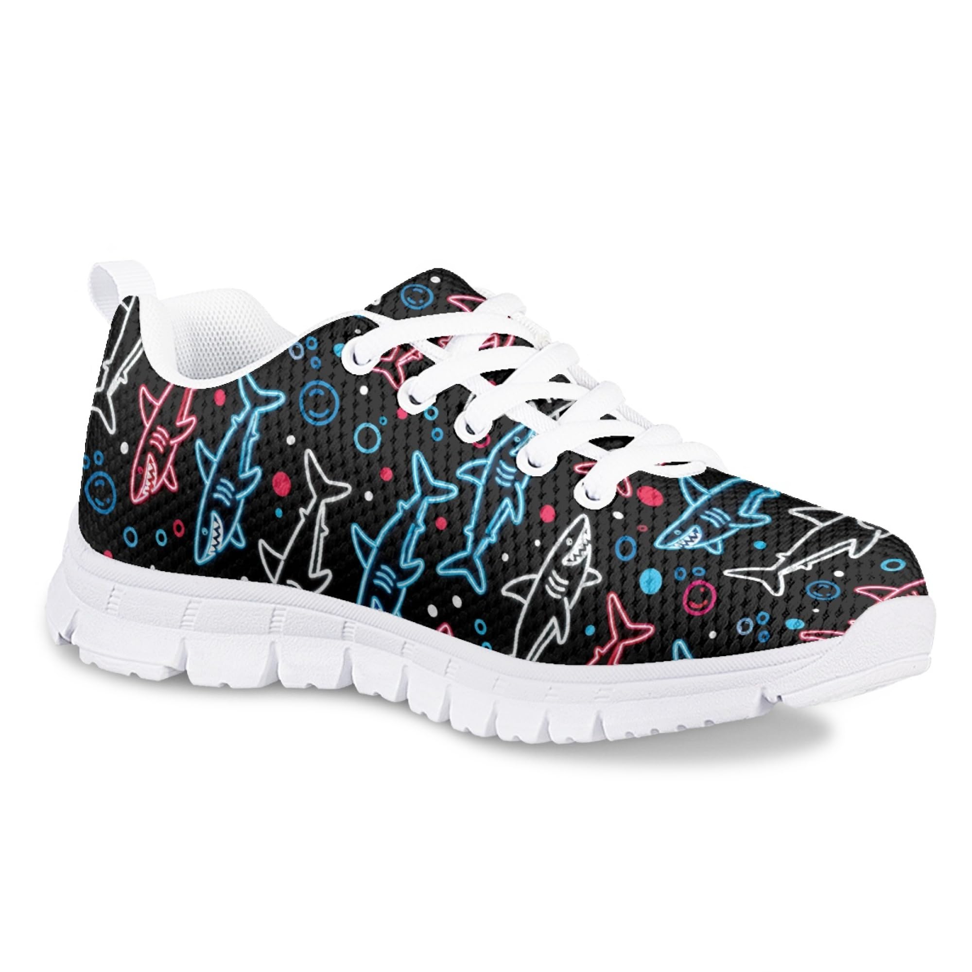 Dellukee Boys Girls Running Shoes Fashion Sneakers Kids Youth Breathable Lightweight Athletic Lace Up Walking Shoes