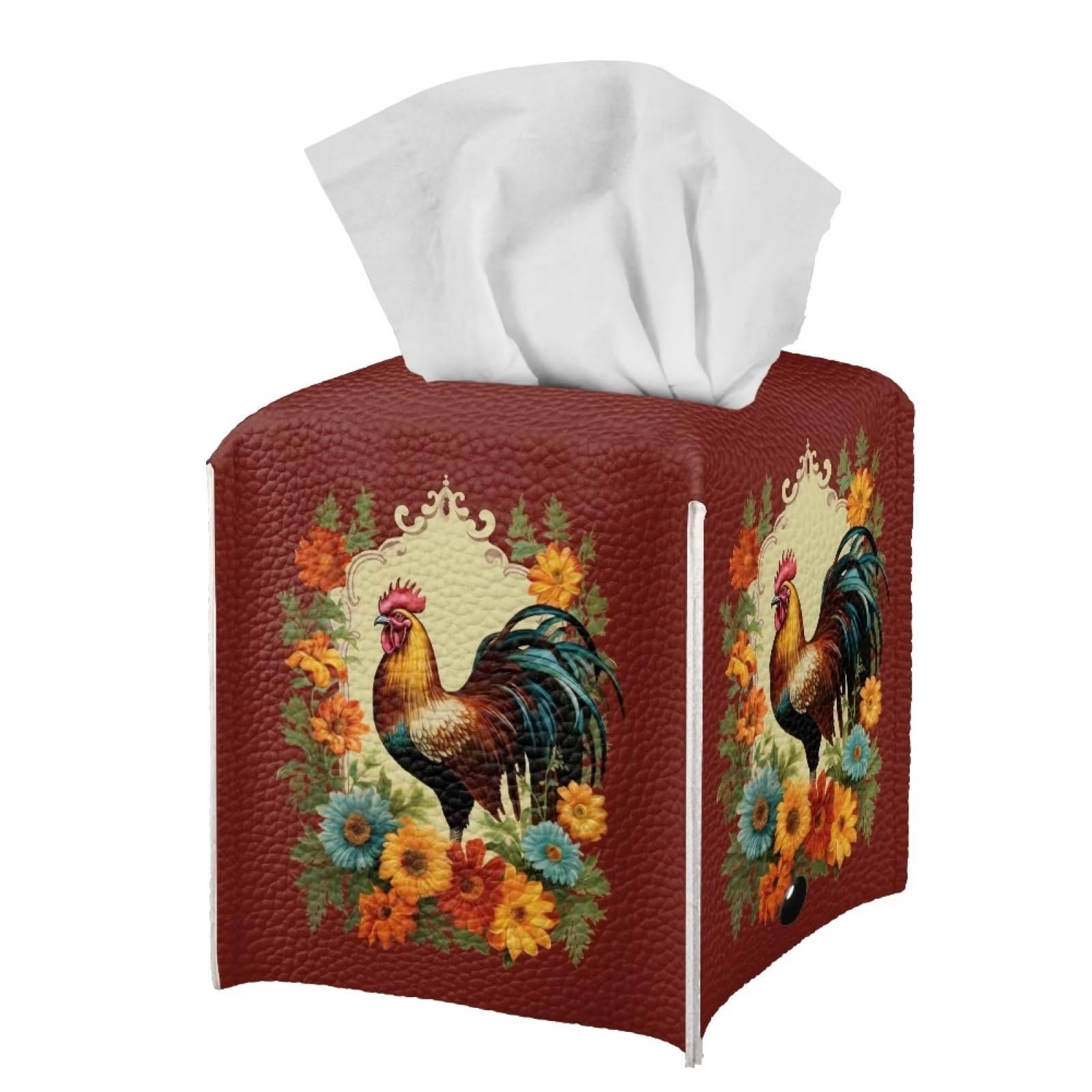ZFRXIGN Chicken Sunflower Tissue Box Cover Square Tissue Holder for Bathroom, Bedroom, Dinner Table, Office Tissue Case Organizer Cube Tissue
