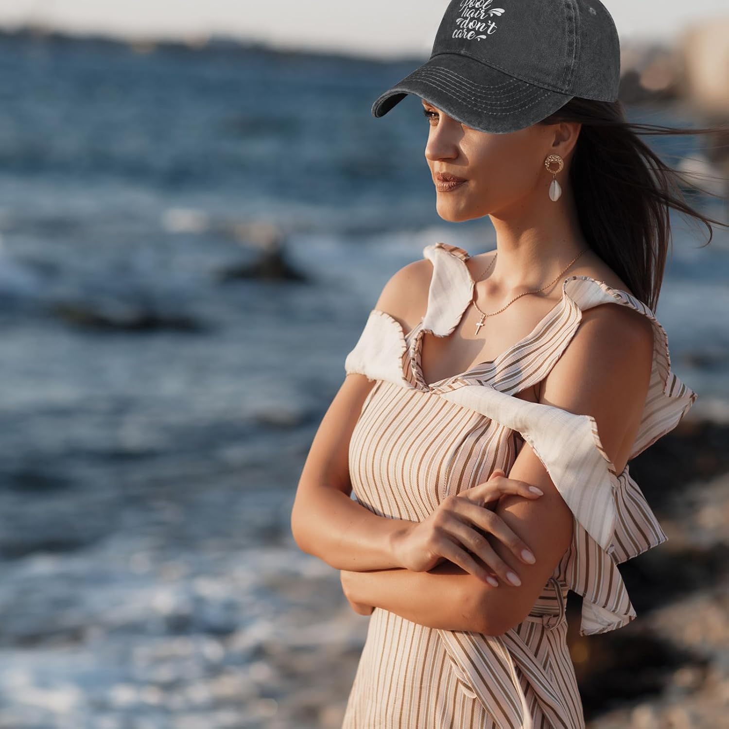 Women's Pool Hair Don't Care Hat for Men Women, Adjustable Vintage Distressed Washed Baseball Cap for Dad Mom - Image 8