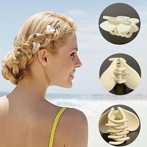 Miniatura 5 de LifeDawn Pinzas para el cabello para mujer, 12 piezas de dientes rectangulares mate de doble fila, pinzas pequeñas para cabello fino o mediano,