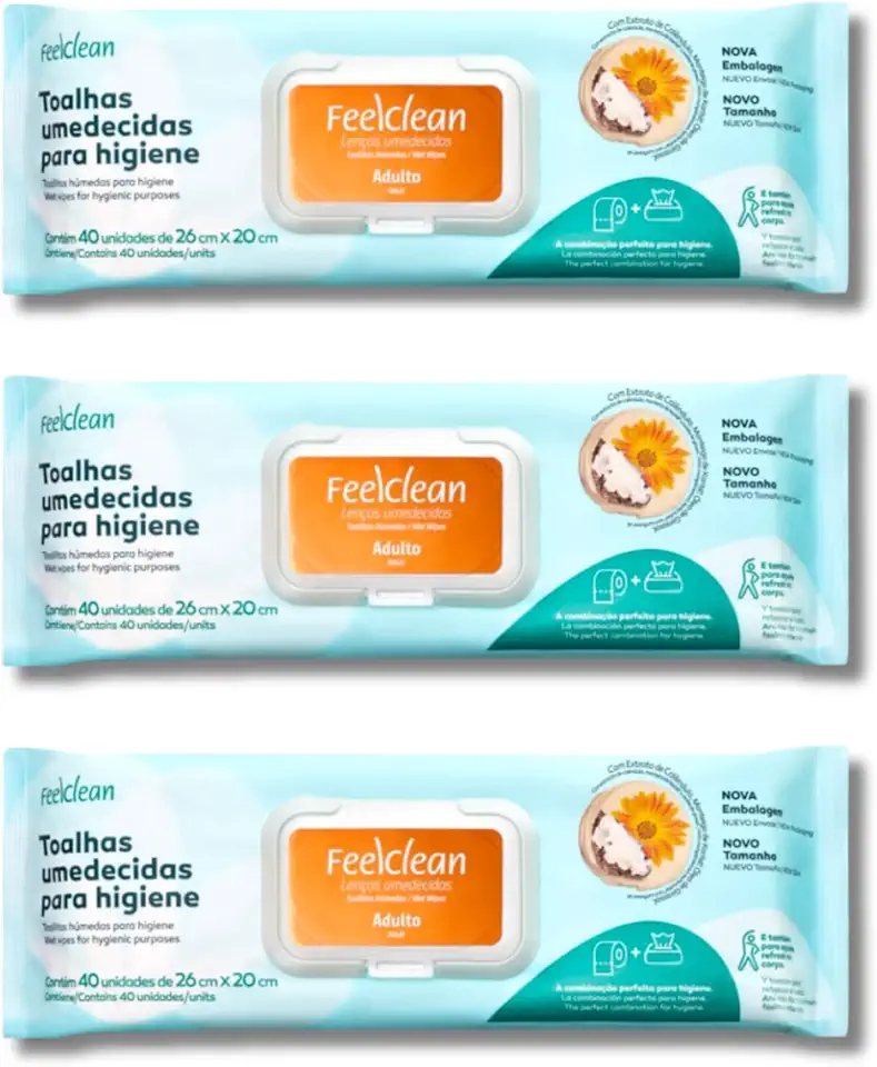 FEELCLEAN TOALHAS UMEDECIDAS PARA HIGIENE 40UN (COM 24 PCS)