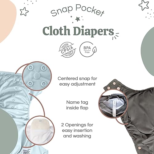 Miniatura 6 de LA PETITE OURSE 4 pañales impresos de tela a presión de tamaño único con 8 inserciones de bambú de 4 capas + 1 bolsa húmeda gratis, para bebés que