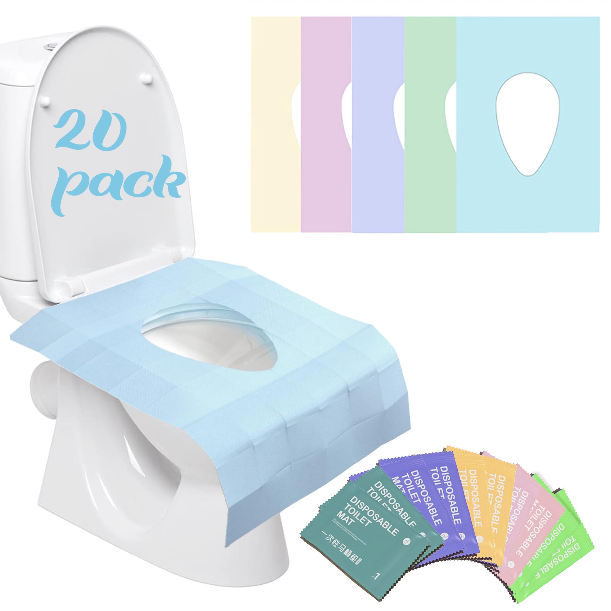 YOUNGTIME Toilet Seat Covers Disposable 20 Pack, Faster use-Sticker Free XL Waterproof Toilet Seat Cover for Adults and Kids Potty Training,Travel