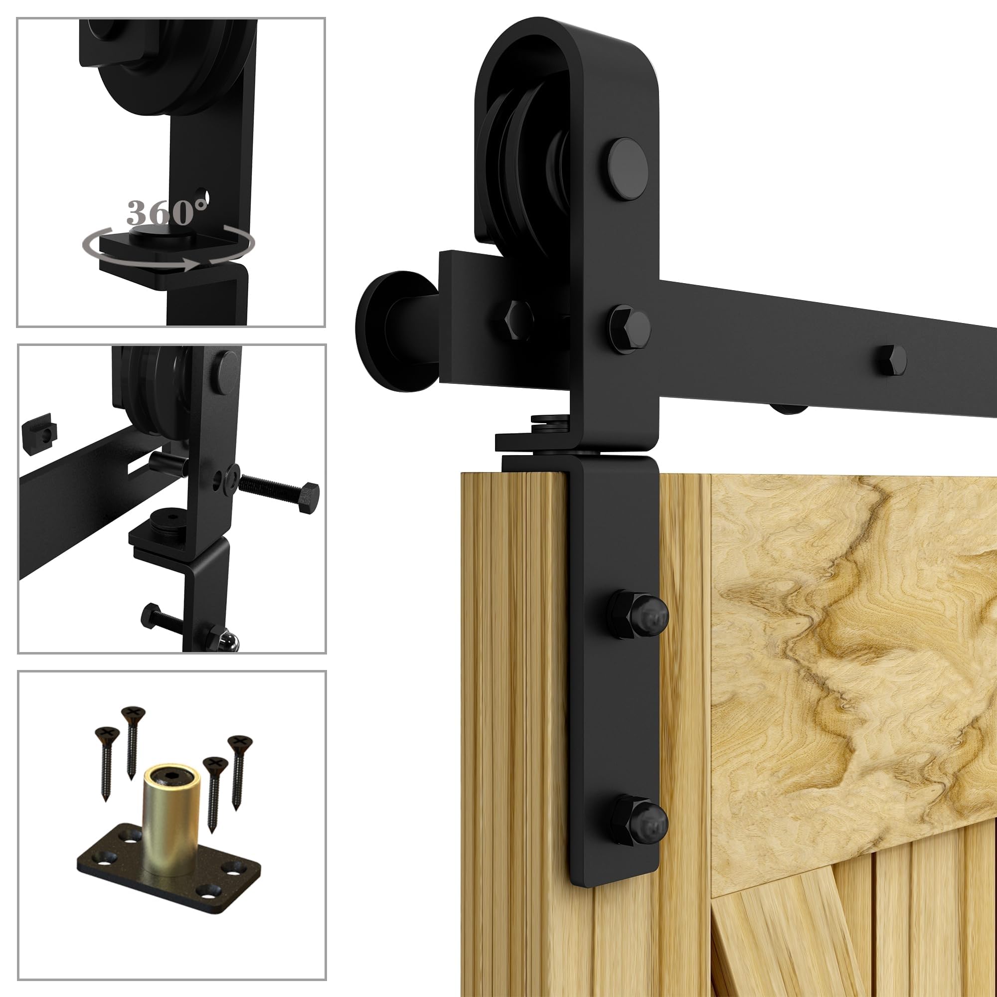76CM/2.5FT Bifold Schiebetürbeschlag Schiebetürsystem Schiebetür Komplettset Schwarz für 2 Holztür 36cm Breit für 60-70 cm