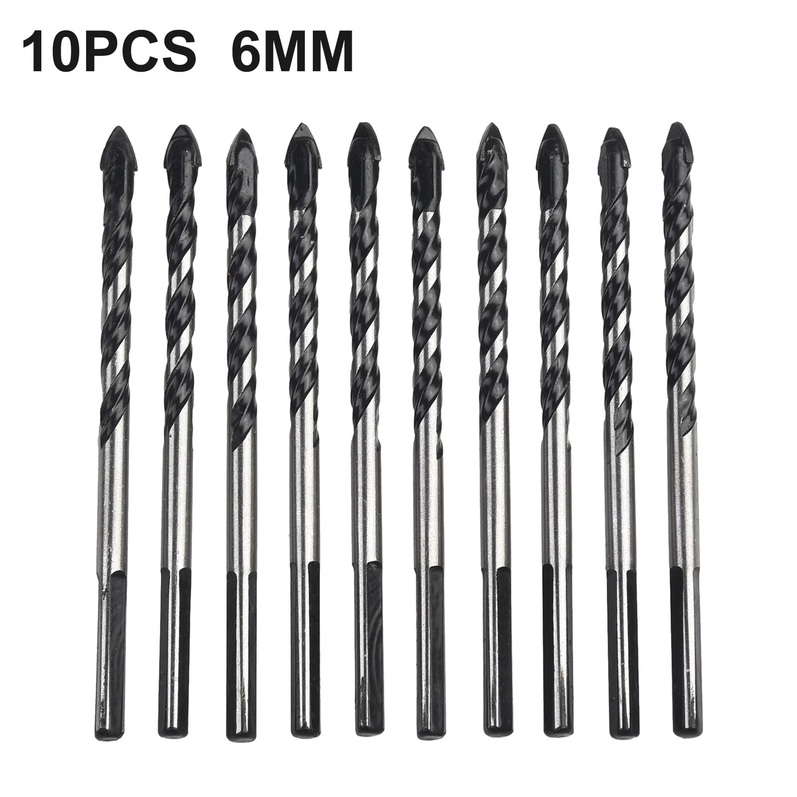 10 pz 6mm punte da trapano triangolari in acciaio al carburo multifunzione for piastrelle di ceramica vetro, mattoni cemento, legno, foro apri 100mm