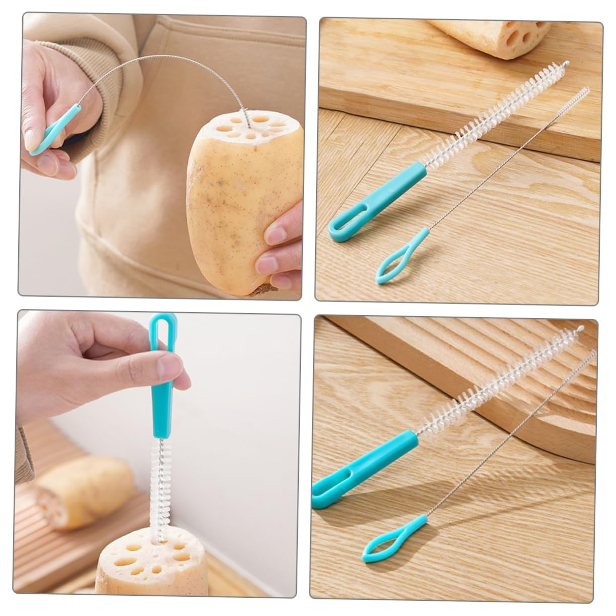 CIMAXIC 2pc Root Straw Cleaning Brush Multi-Function Bristle Brush for Straws Bottles