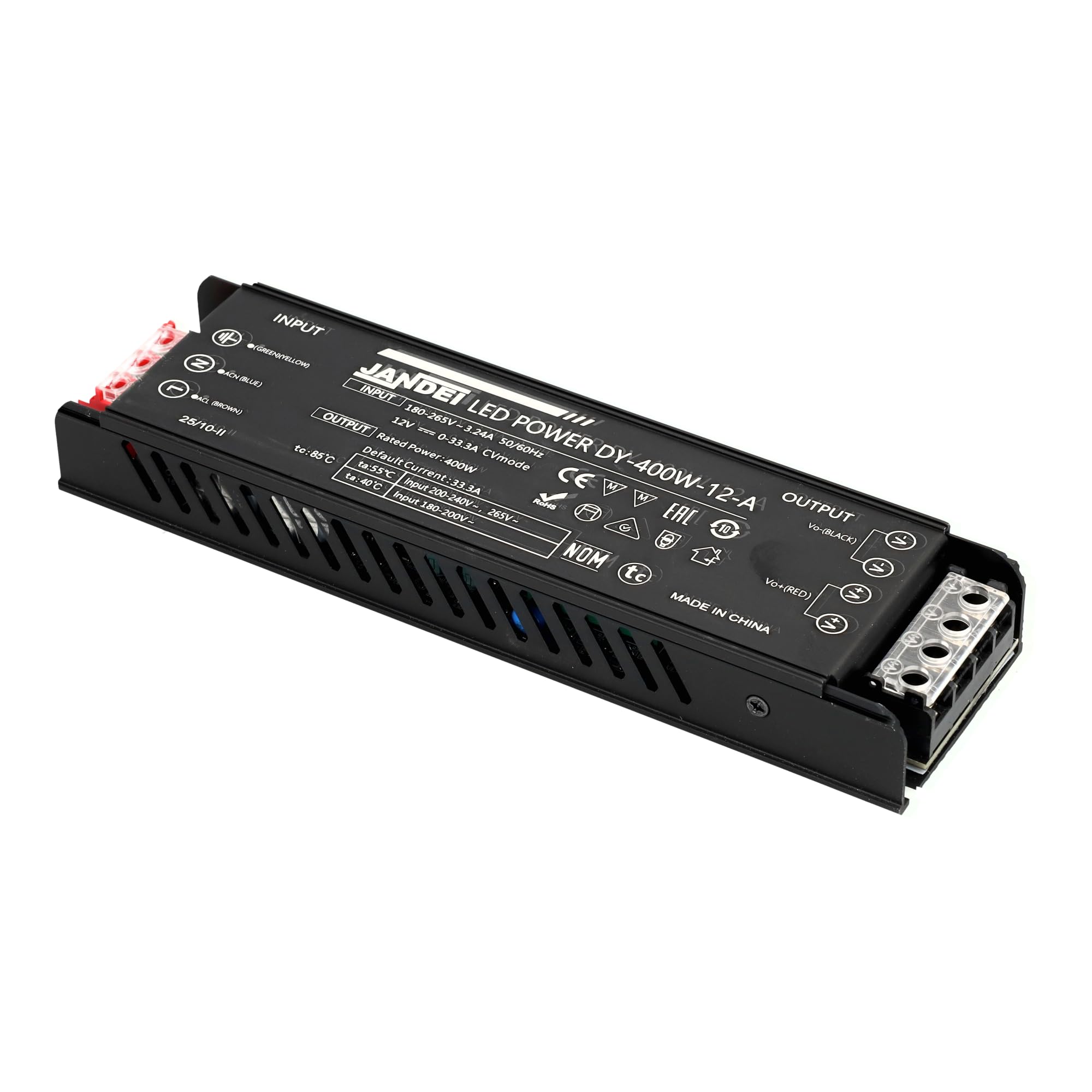Jandei - Alimentatore trasformatore compatto 110/220 V AC a 12 V DC 400 W 33,33 A, installazione interna IP20 per striscia LED, neon o dispositivi a bassa tensione