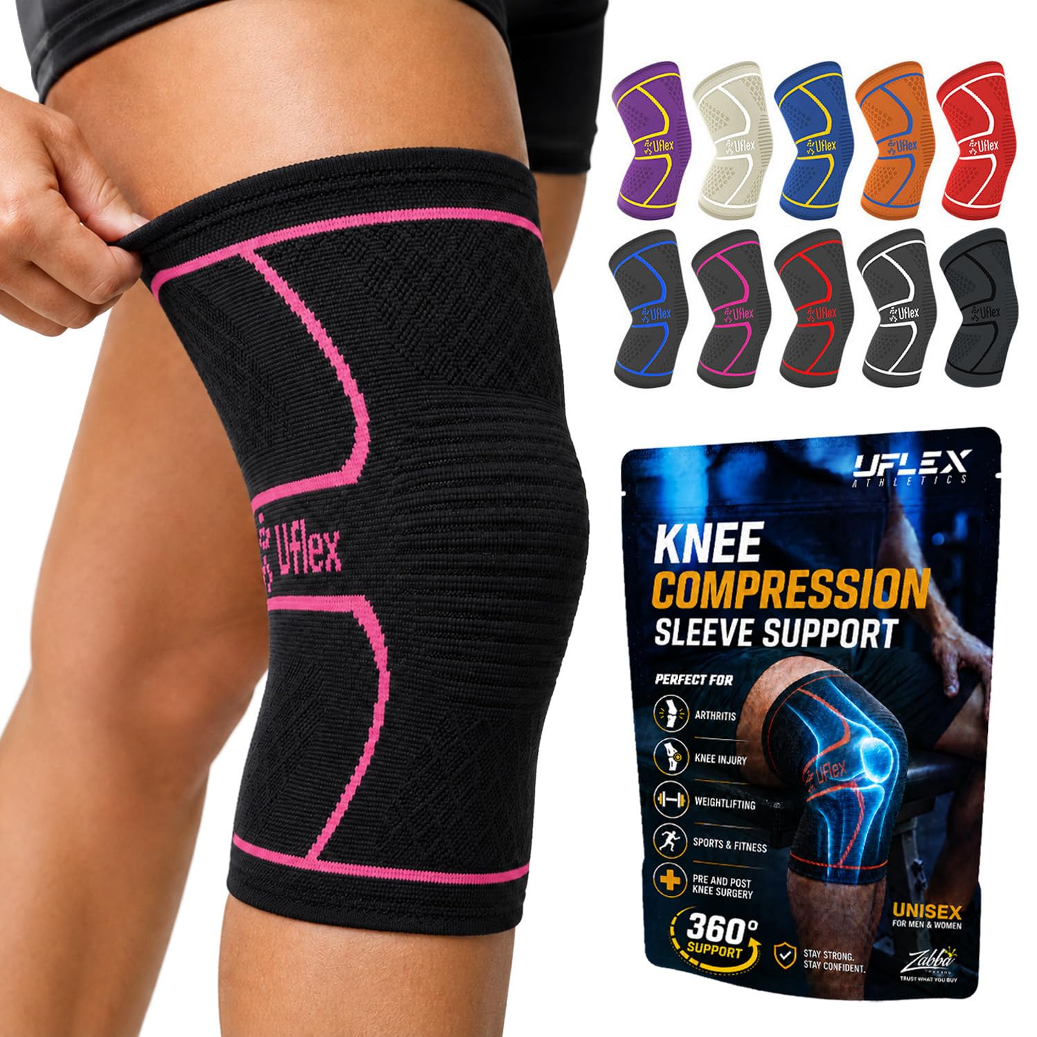 UFlex Athletics Knee Brace Sleeve Men &amp; Women