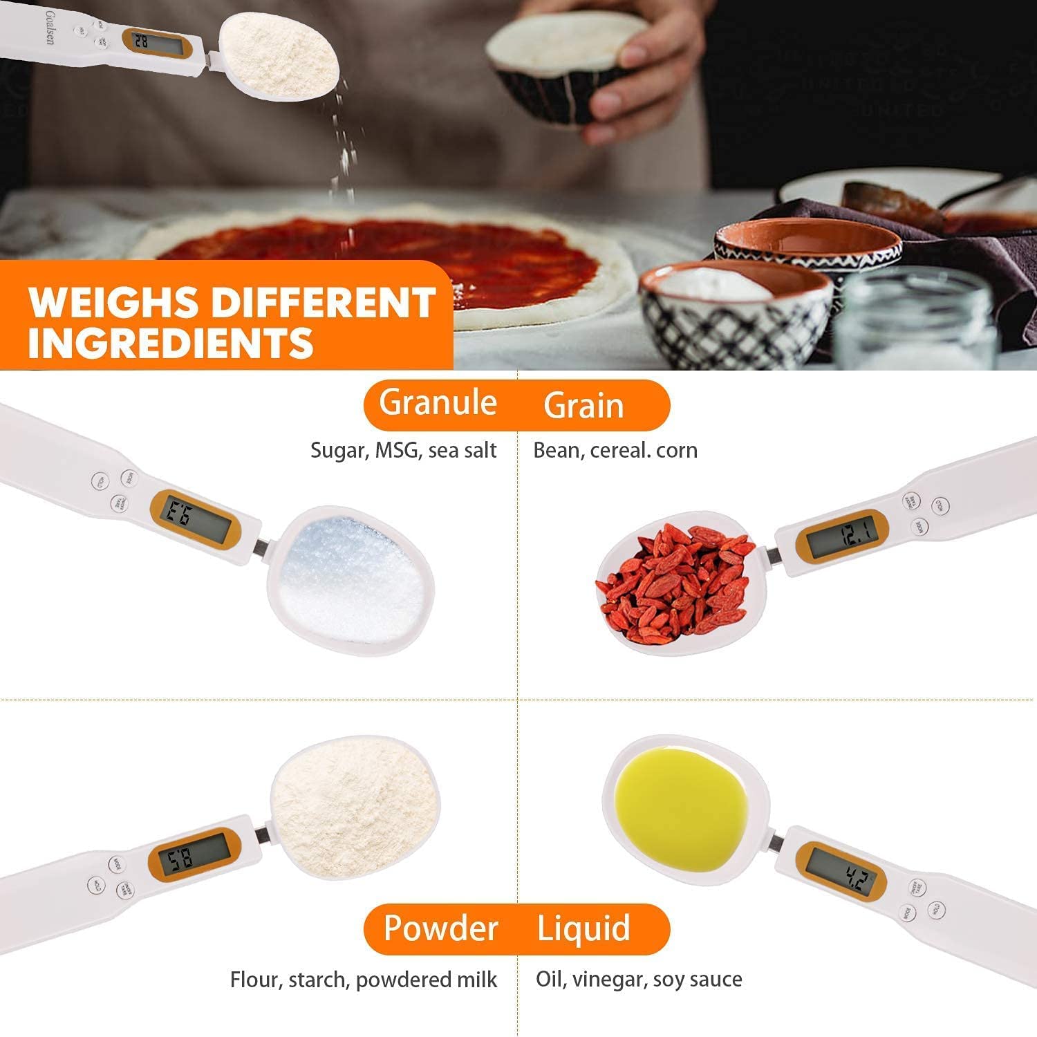 Plastic Electronic Kitchen Digital Measuring Spoon Scales - Accurate Teaspoon Scale Weighing in Grams and Oz - LCD Display, Gift for Bakers and Cooks, 500 G, White — Amazon image 4
