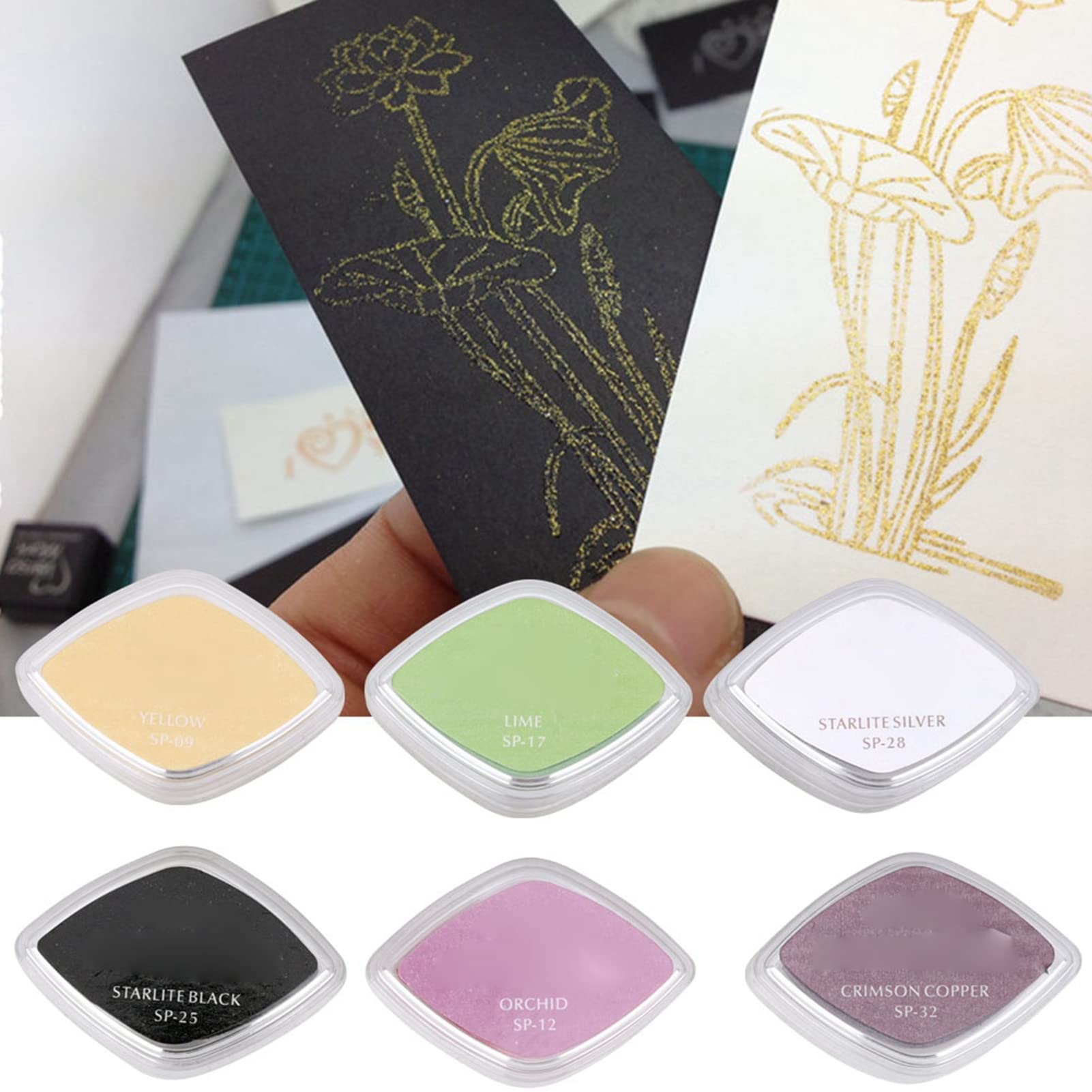 Tampone di inchiostro a 6 colori Tampone per timbro manuale a forma di occhi di gatto fai-da-te per molteplici scopi