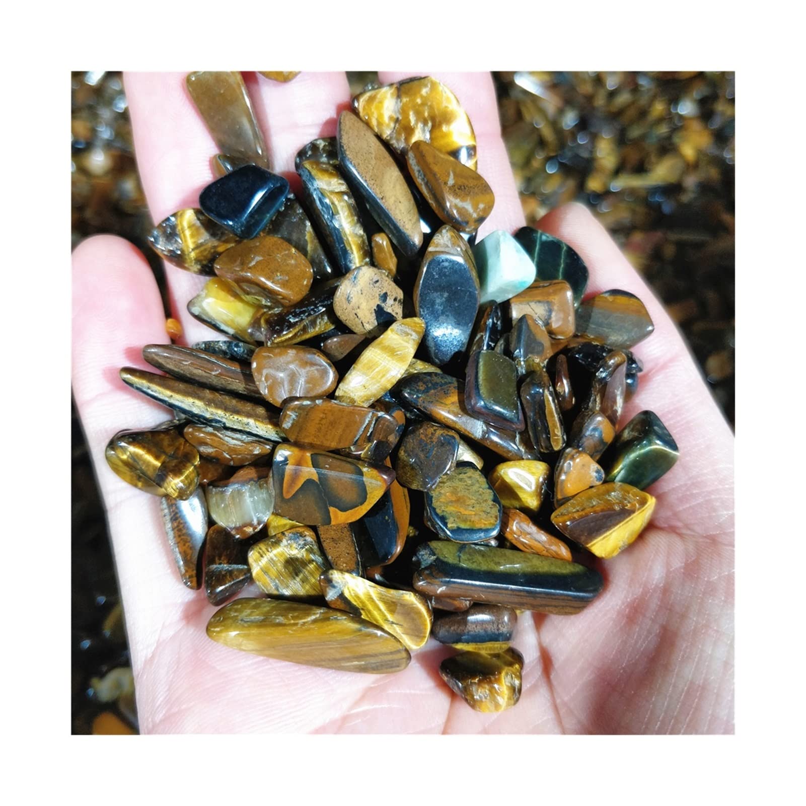 Grava de Cristal de Ojo de Tigre Amarillo Natural, espécimen de for Acuario, Decora con Buen Gusto, Piedras rodadas de Ojo de Tigre en decoración a Granel MZOGODWI (Size : 500g)