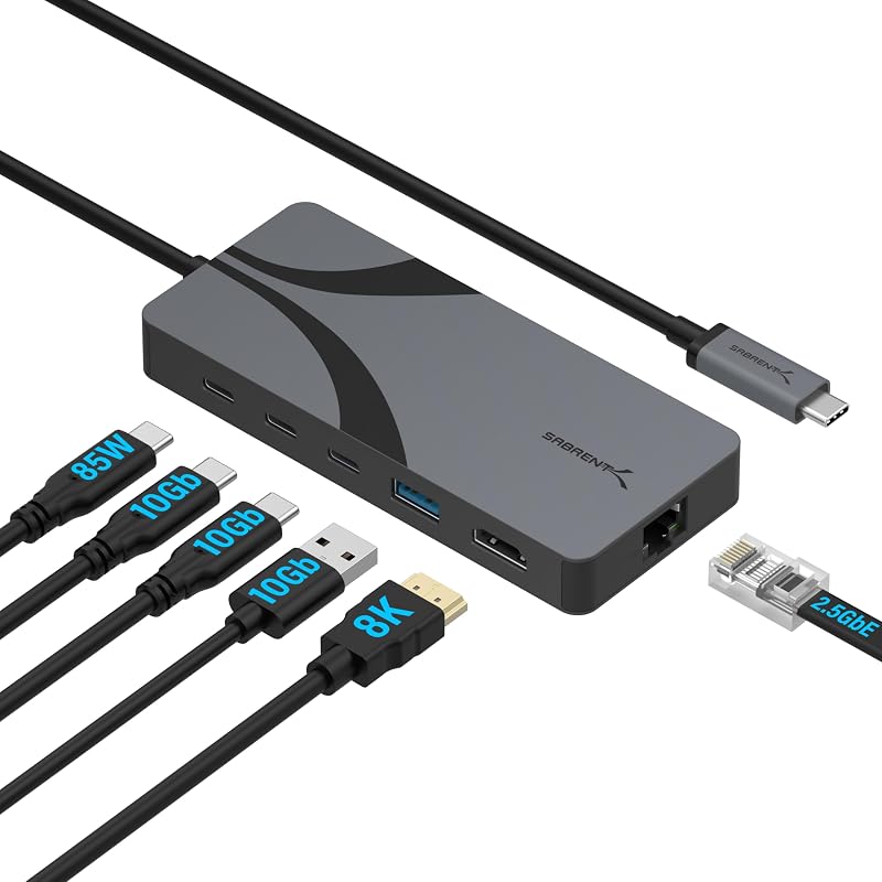 USB4 Travel Hub, HDMI 2.1, 2.5GbE, 85W PD (HB-U4HP) | 2 USB-C + 1 USB-A; HDMI 2.1; 2.5 Gigabit Ethernet; 85W PD 3.0; compact travel dock
