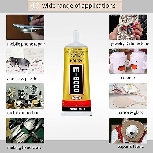 Miniatura 5 de E8000 Pegamento de diamantes de imitación para joyería, pegamento líquido de alto rendimiento, pegamento de incrustaciones, adhesivo colgante,
