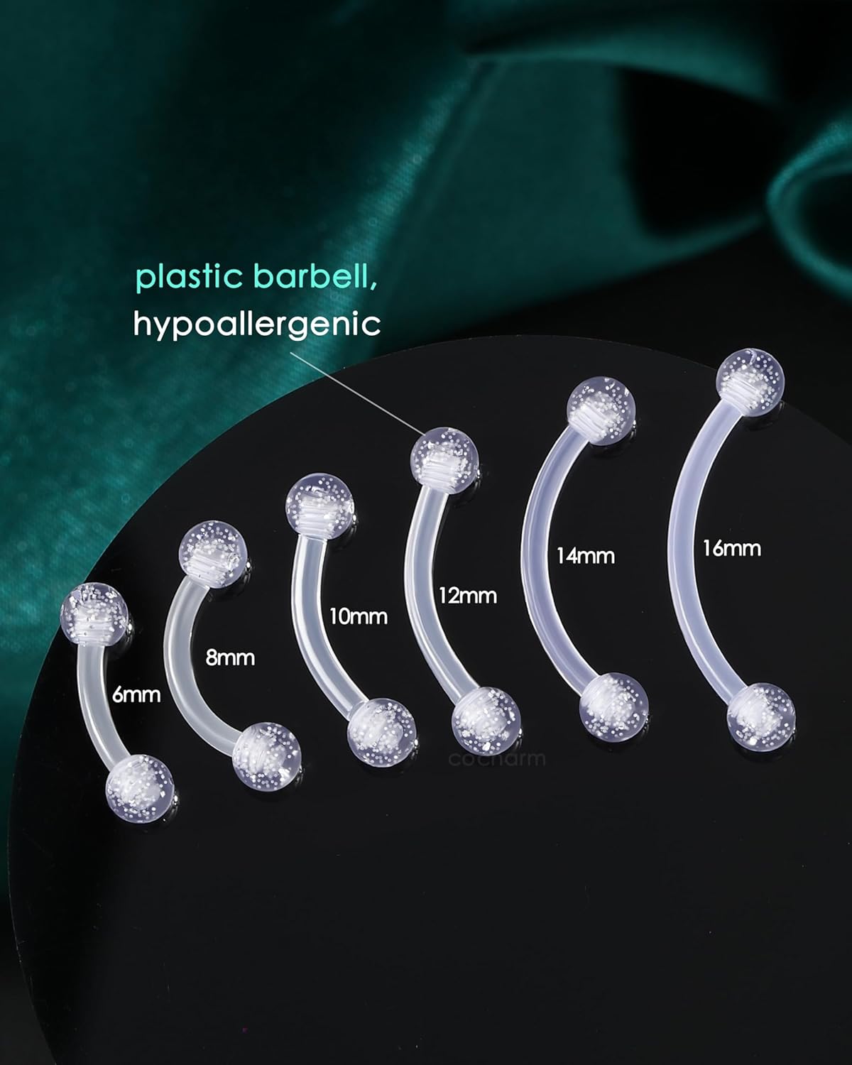 Cocharm 6PCS Assorted Plastic Belly Button Rings - 14G Acrylic Pregnancy Navel Rings for Women - Bioflex Belly Piercing Jewelry - Hypoallergenic - Image 4
