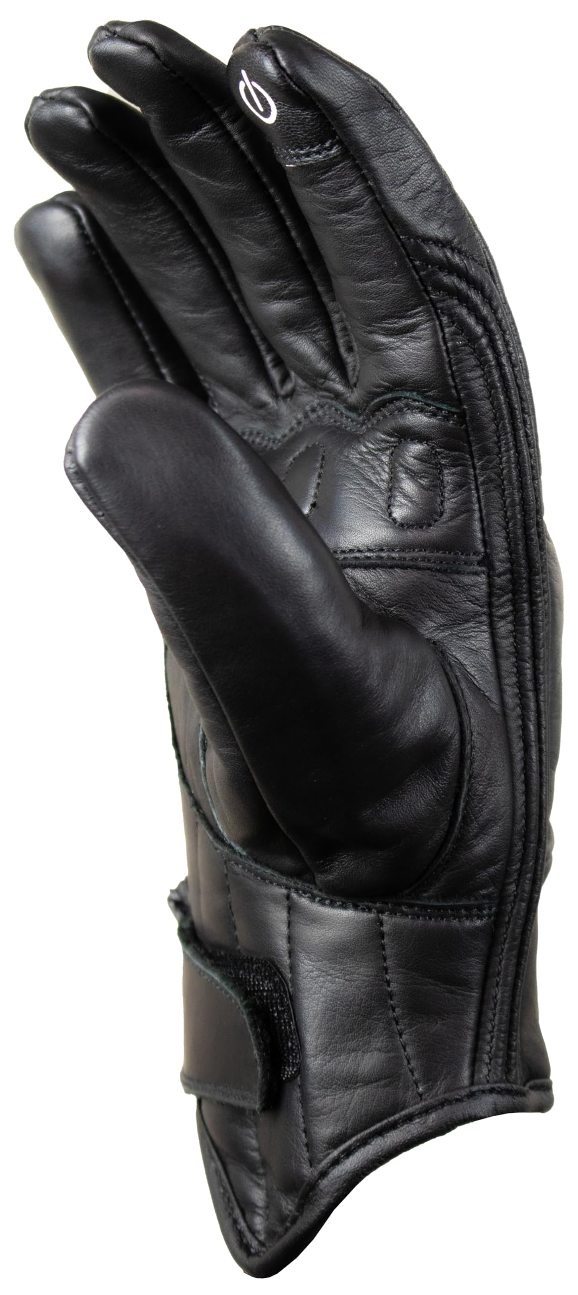 MDM Guanti moto in pelle per uomo stile classico, palmo antiscivolo, protezione discreta delle nocche e chiusura regolabile, nero