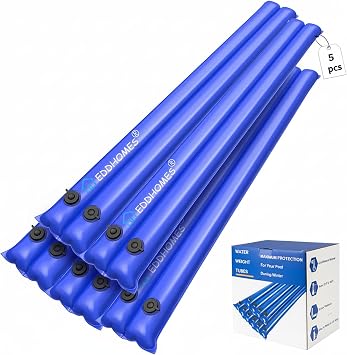 Water Bags for Pool Cover, 8.5ft Double Water Bags for Inground Pool, 0.4 mm Extra Thick & Strong Cold-Resistant Water Tubes for Pool Cover Weights with Leak-proof Valve Dual-Chamber / 5pack