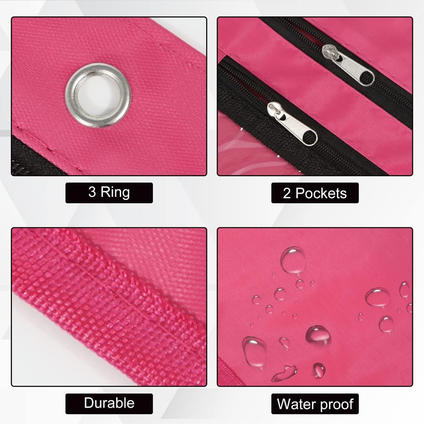 YoeeJob Estuche expandible de 1 pulgada para carpeta de 3 anillos, paquete de 18 bolsas de lápices de gran capacidad con cremallera, estuche transparente de tres anillos, adecuado para la escuela y la