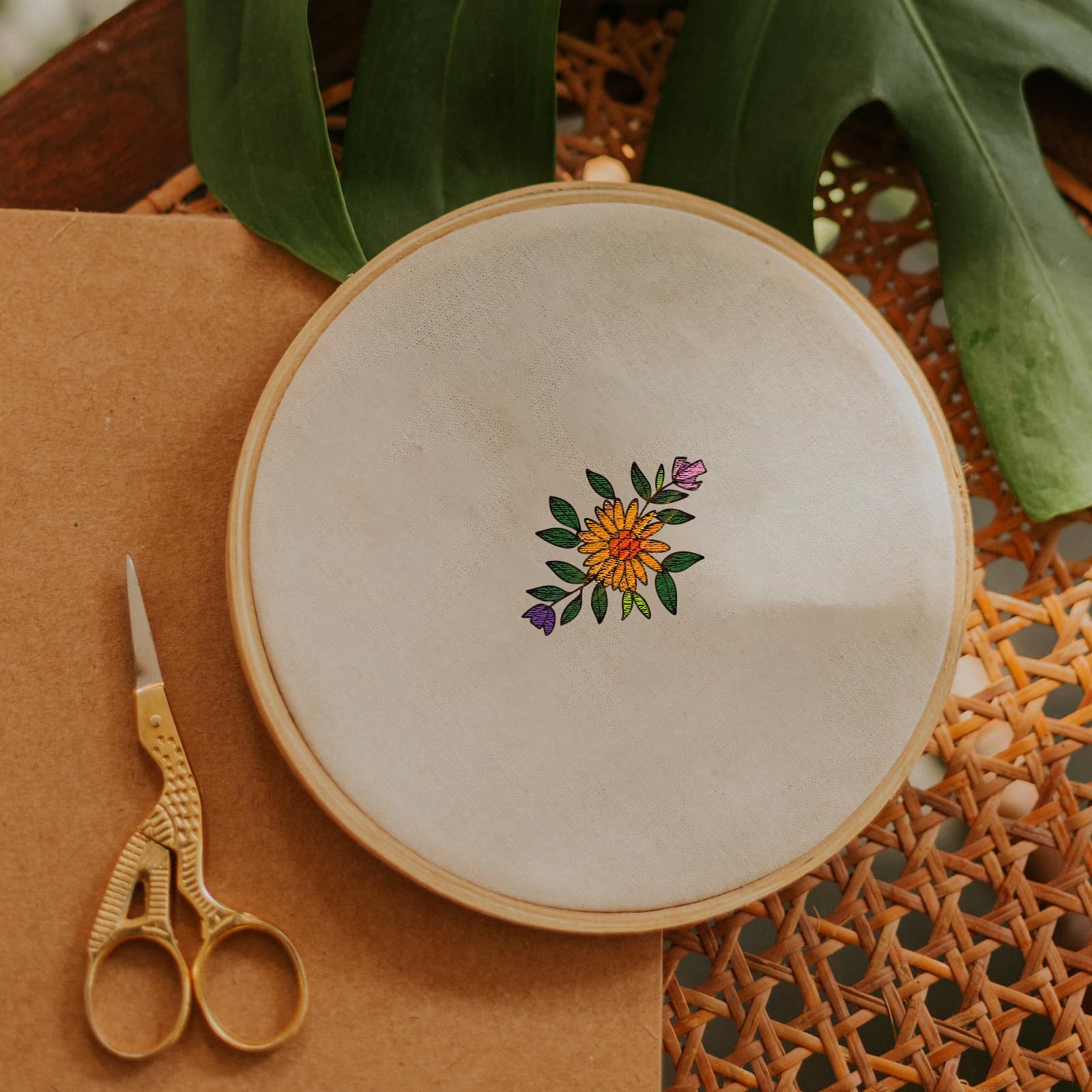 Carta Da Ricamo Solubile - 4 Fogli Con Motivi Floreali E Celesti, Per Cucito A Mano E Punto