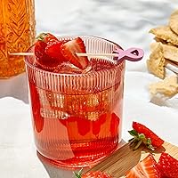 Vista 5 de 100 piezas de palillos de cóctel de concienciación sobre el cáncer de mama, pinchos de bambú, palillos de dientes para aperitivos, palillos de 4.7