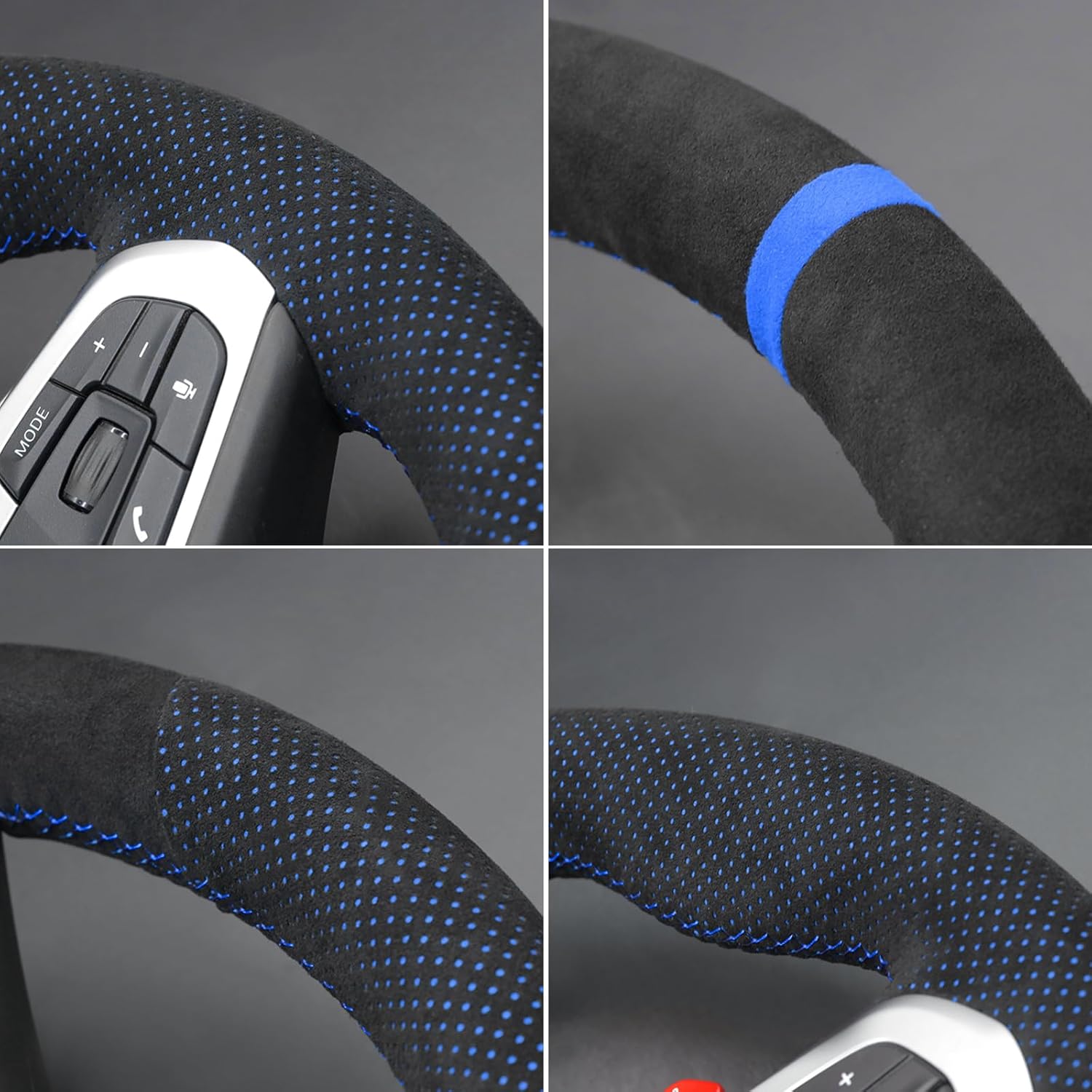 MEWANT Hand Stitch Steering Wheel Cover Wrap for BMW M5 F90 2018-2021/M8 F91 F92 F93 2020-2021/X3 M F97 2020-2021/X4 M F98 2020-2021/X5 M F95 2020-2021/X6 M F96 2020-2021