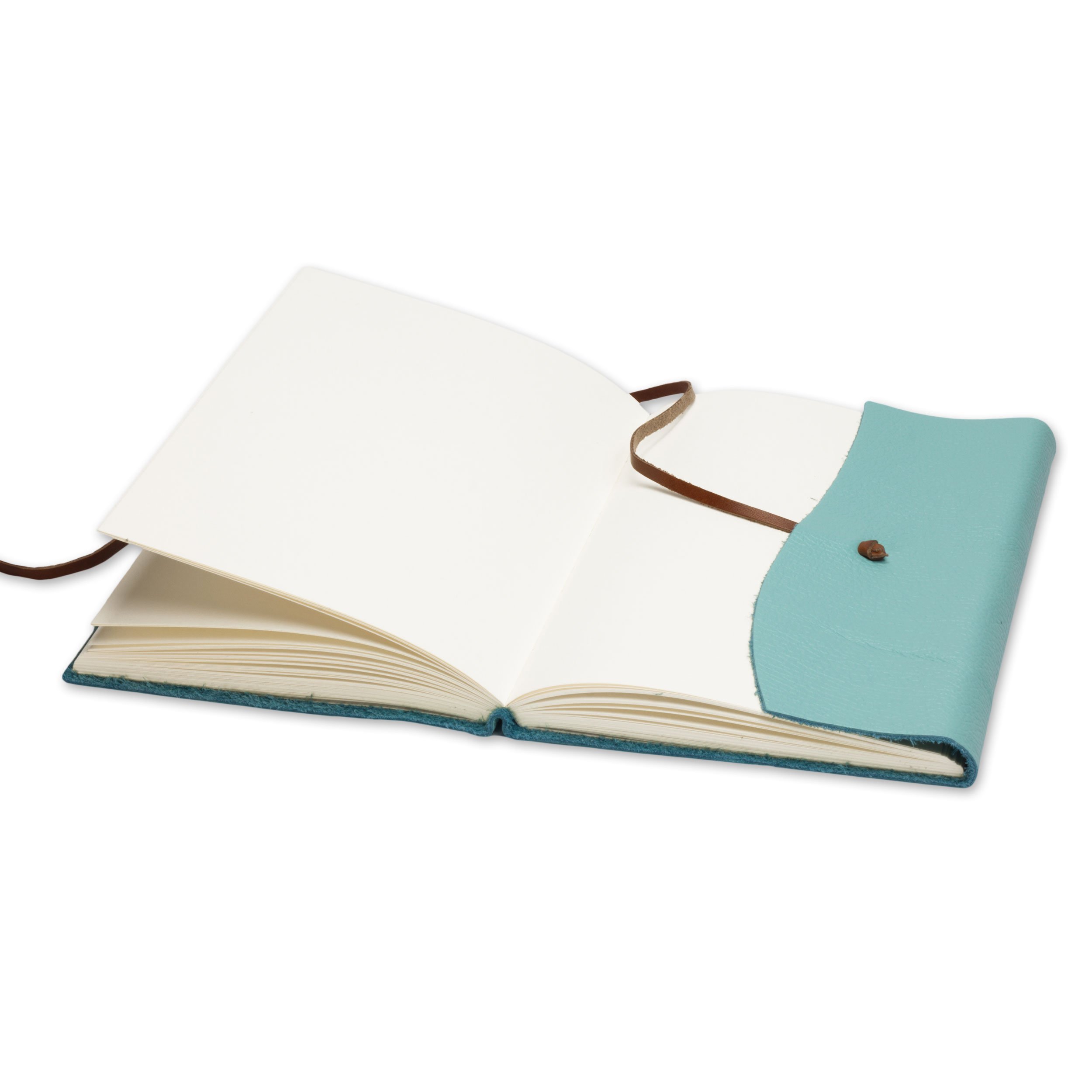 BELCRAFT Capri A5 mittelgroßes Notizbuch aus Leder, Handgearbeitet in klassischem Italienischem Stil, Geschenkschachtel inklusive, Tagebuch, Lederbuch A5 (15x21 cm) Aqua