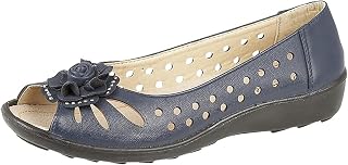 Womens Wide Fit Leather Lined Open Peep Toe Flower Summer Shoes Size 3 4 5 6 7 8 9