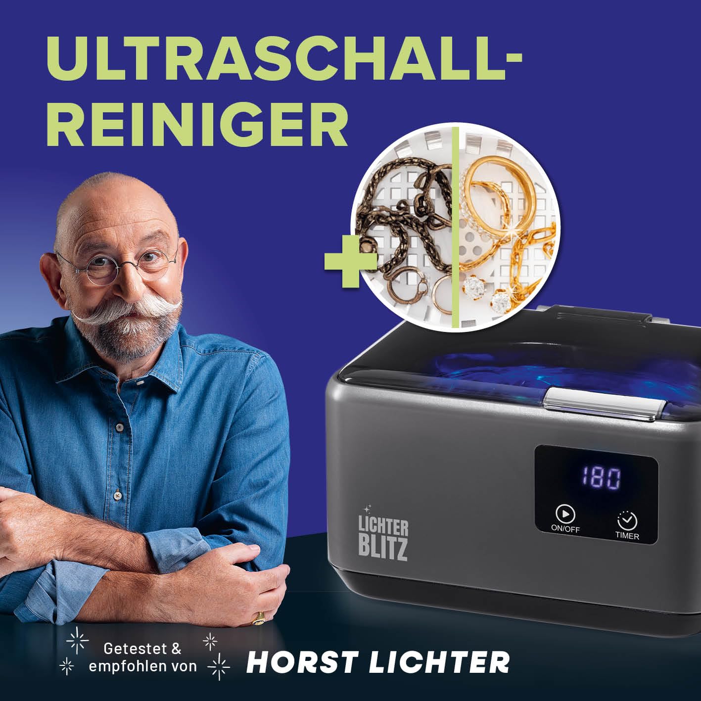 Ultraschallreinigungsgerät – moderner Ultraschallreiniger | Brillenreiniger mit LED-Touchdisplay, 45kHz, 5 Timerstufen & 600 ml Tank | ideal als Schmuckreiniger für Ketten, Ringe & Uhren