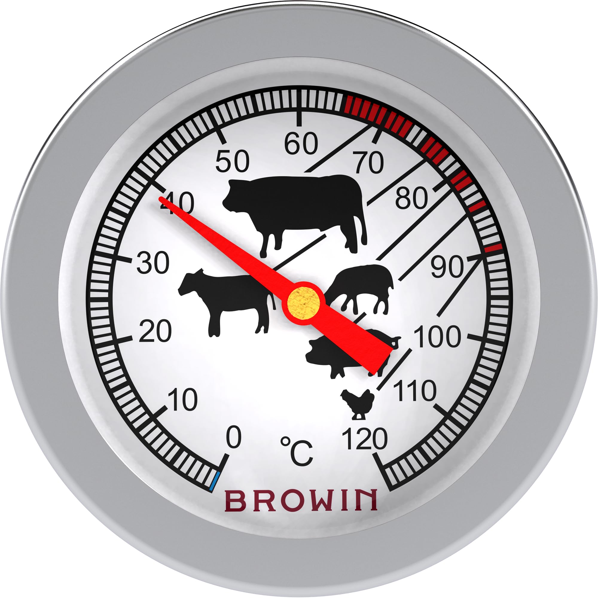 Browin Thermomètre de Cuisson en Acier Inoxydable 0-120°C