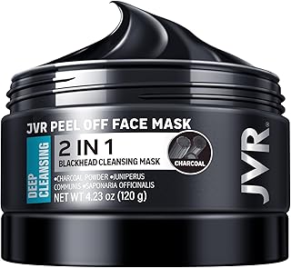 JVR Máscara facial despegable, máscara de puntos negros para hombres, máscara negra de carbón, mascarilla facial refrescante y limpieza profunda para todo tipo de piel, 4.23 onzas