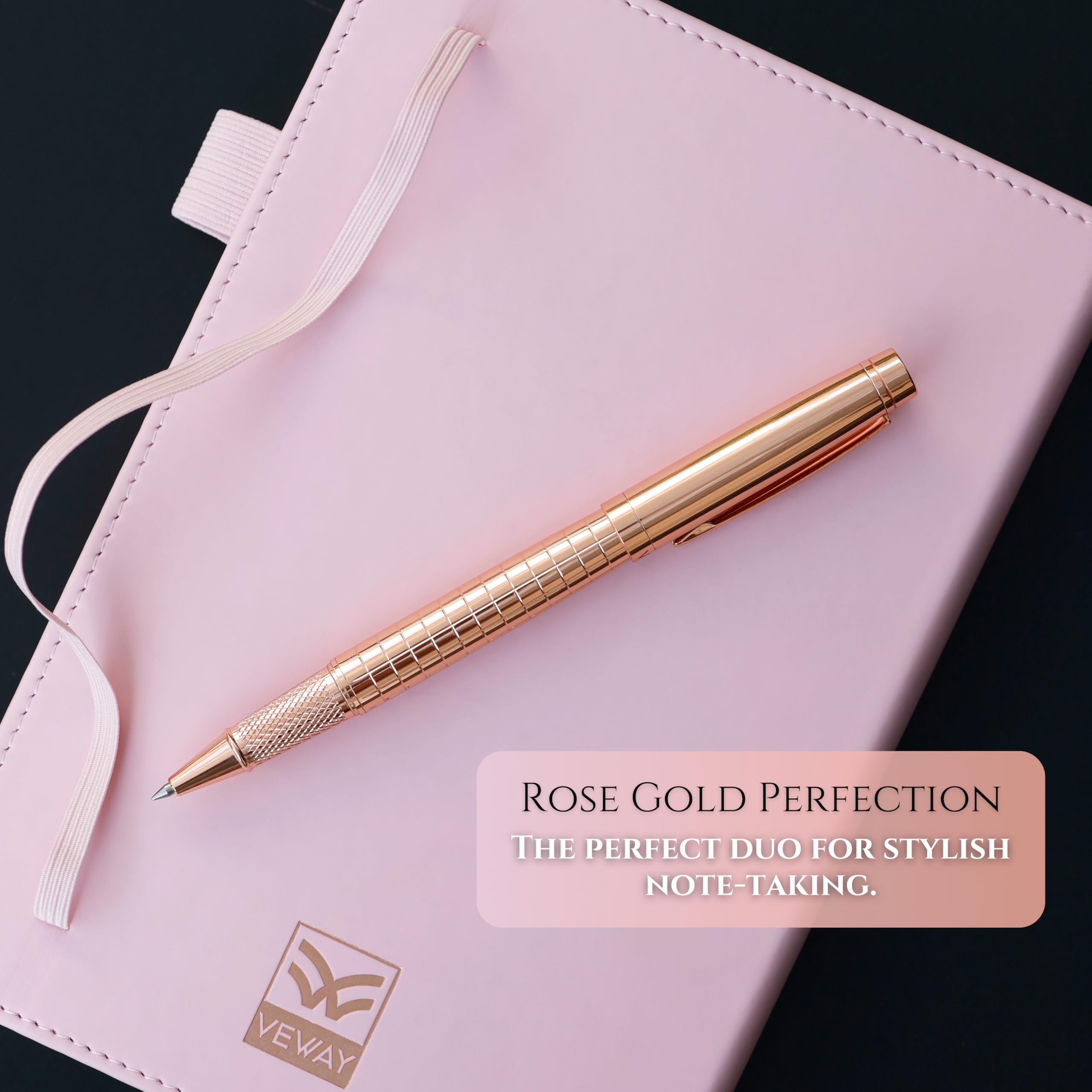 Veway Luxus Tagebuch und Stift Set für Frauen - A5 Notizbuch aus veganem Leder mit Stift - 224 linierte Seiten, Register & Geschenkverpackungen (Verzauberter Schmetterling)
