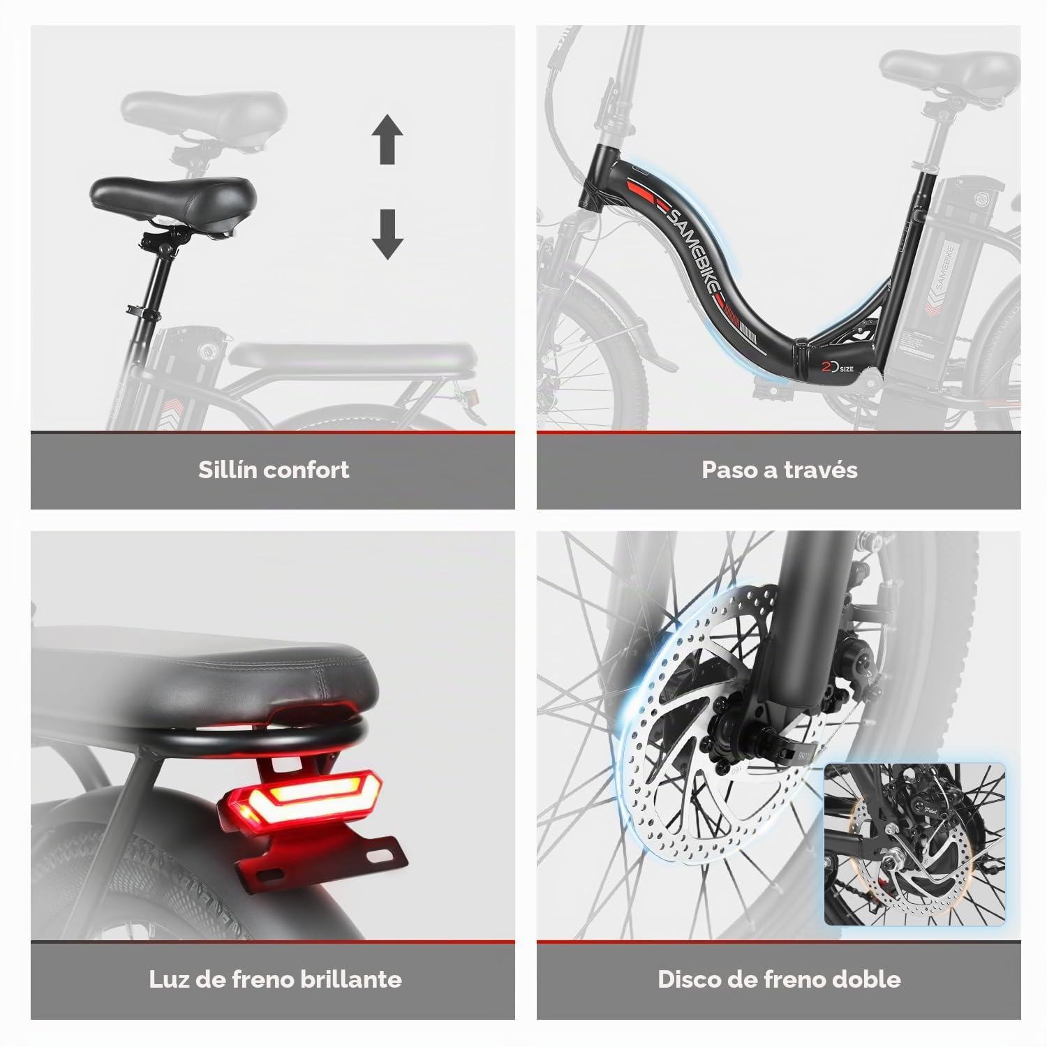 SAMEBIKE CY20 Bicicleta Eléctrica Plegable Urbana 20" para Adultos con Batería Extraíble 36V 12Ah y Cesta Delantera