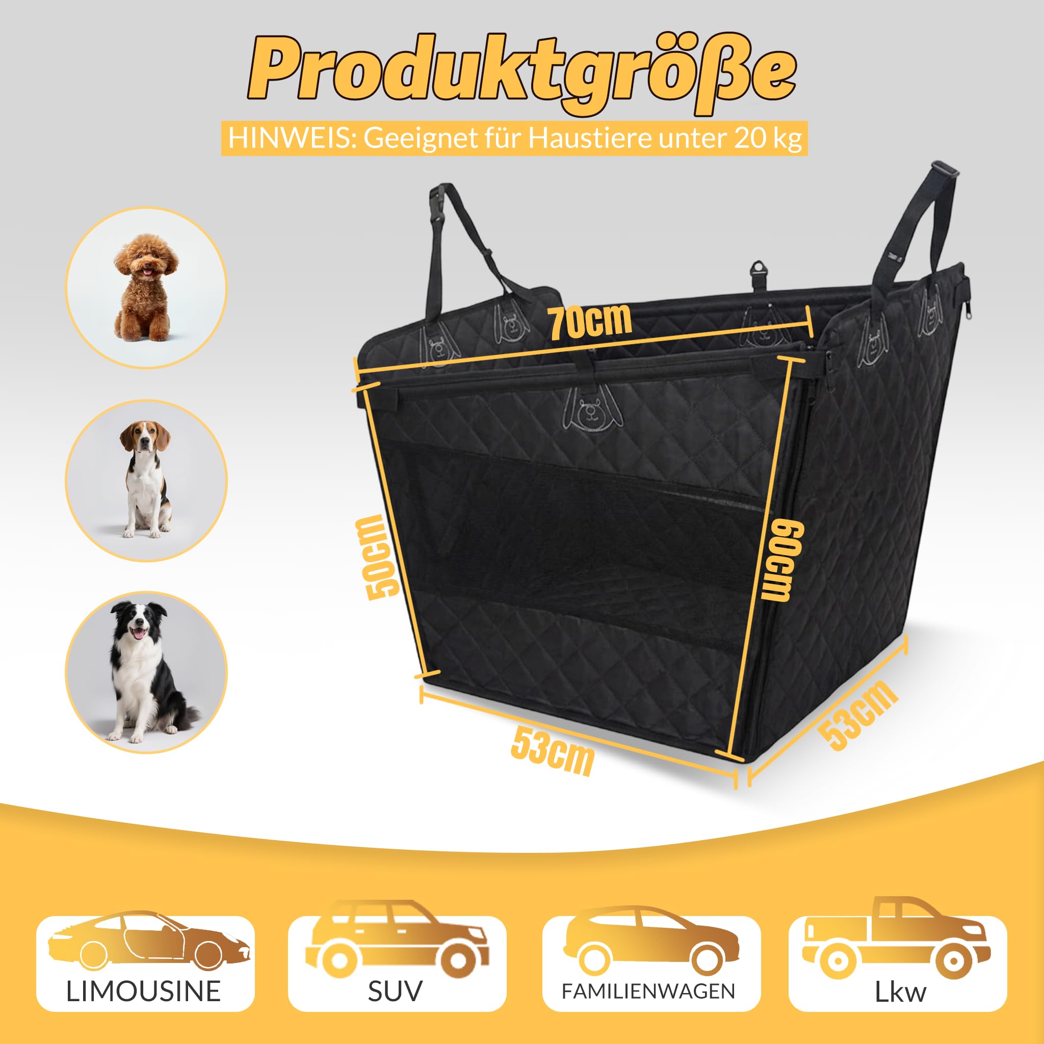 Dog Car Seat Back Seat for Small Medium Dogs Autositz für Hunde, Rückenlehne für kleine bis mittelgroße Hunde