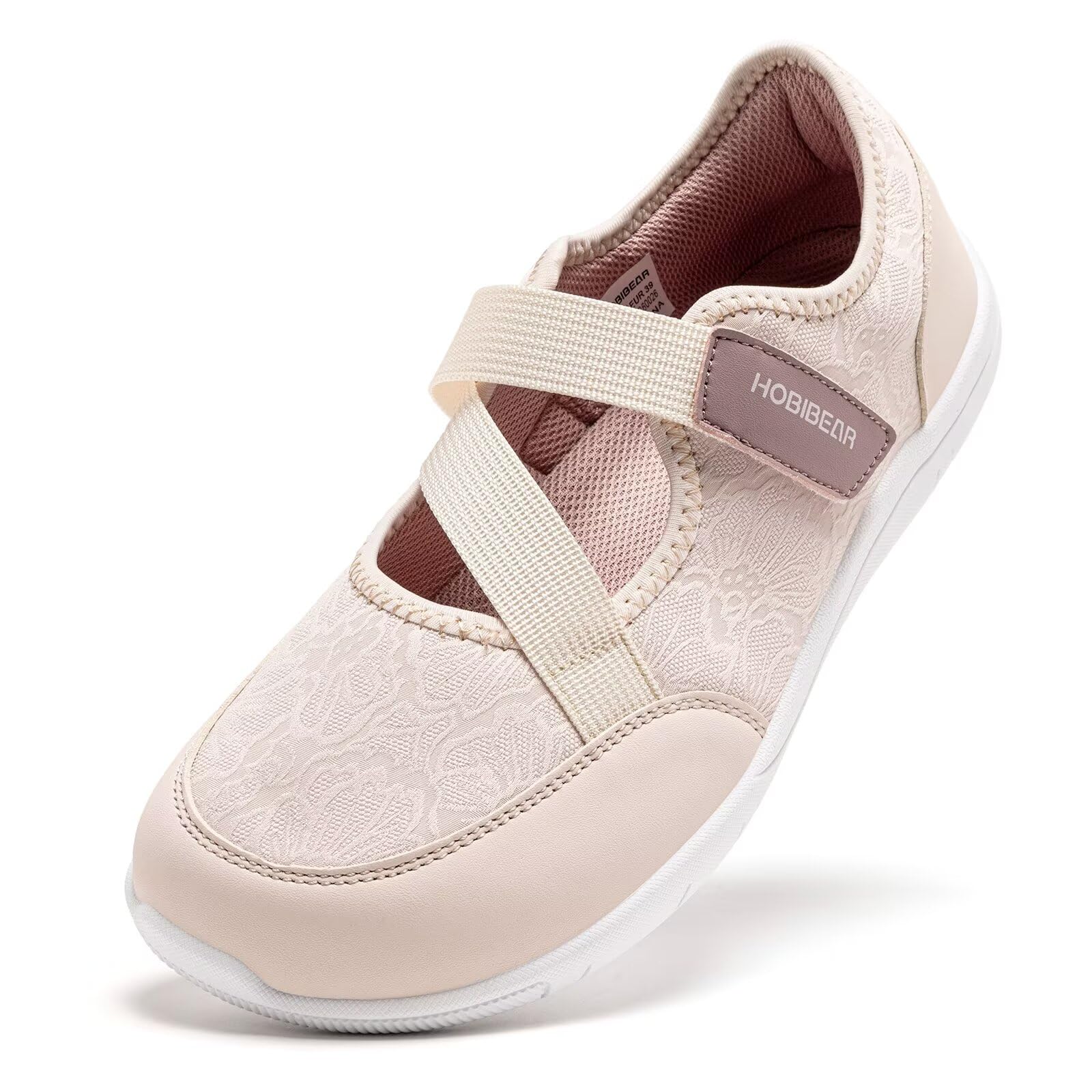 HOBIBEAR Damen Barfuß Mary Jane Schuhe breite Zehen Nullabsatz minimalistisch Verstellbarer Klettverschluss Gehschuhe
