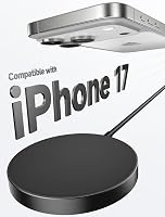 Încărcător magnetic wireless JSAUX MagSafe, negru, compatibil cu seria iPhone 17 Air Pro Max, iPhone 16, 15, 14, 13, 12 și AirPods 3 și 2