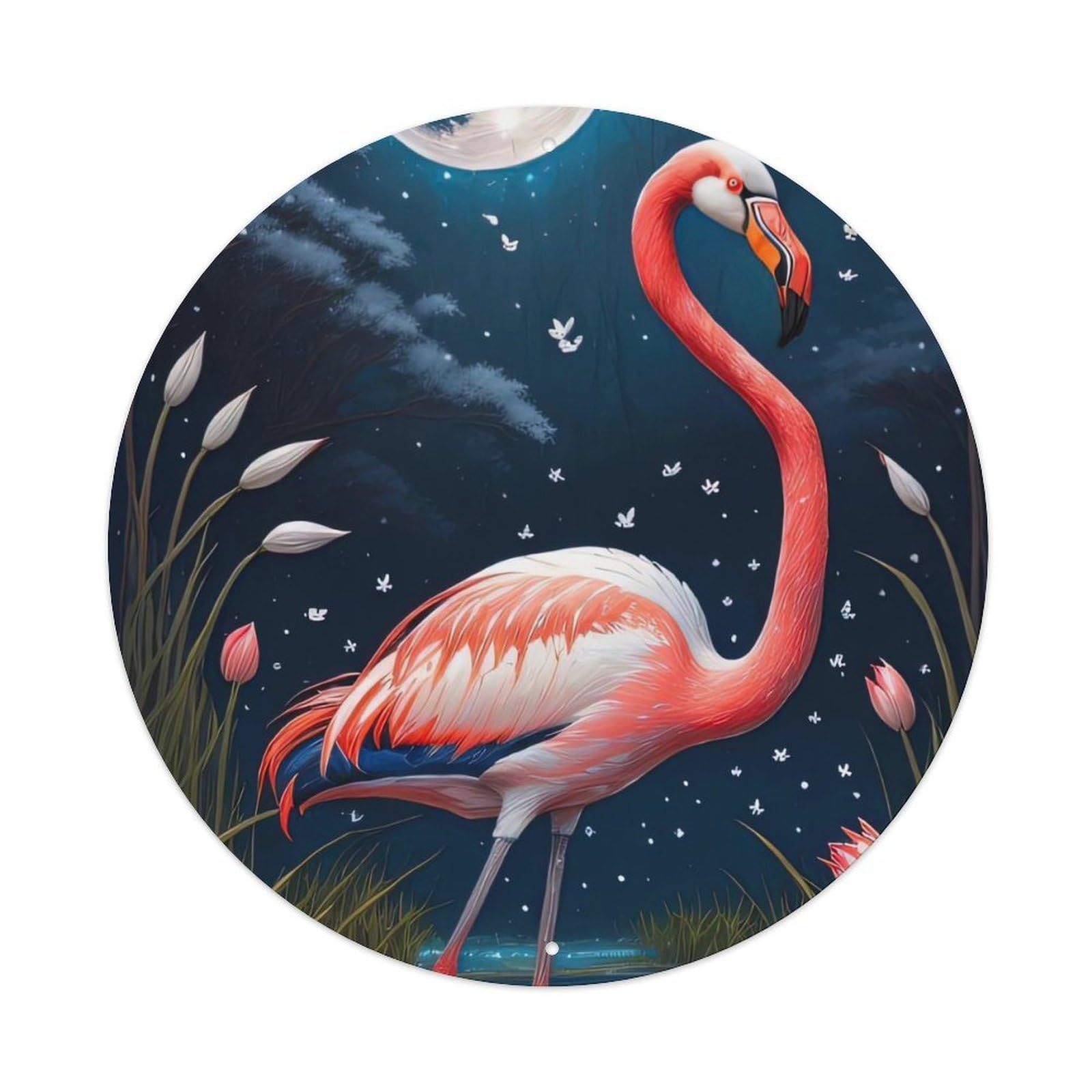 Animal Artwork Flamingos in The Pond Vintage Metal Tin Sign Plaque Wall Decor for Cafe, Club Bar, Office, Garden Metal Poster 8x8Inch