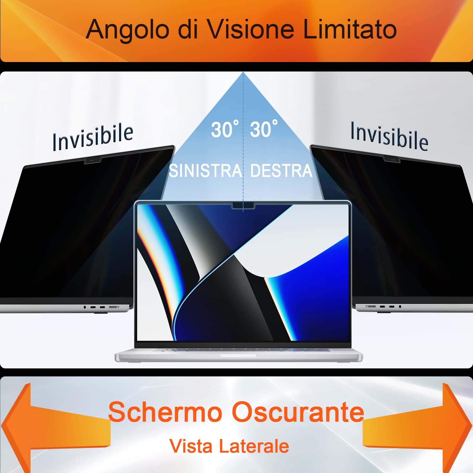 Filtro Privacy MacBook Magnetico Compatibile con MacBook Air 13 Pollici(2018-2021, M1) e MacBook Pro 13 Pollici(2016-2022, M1, M2) , Anti Luce Blu Pellicola Protezione Della Privacy Filter MacBook