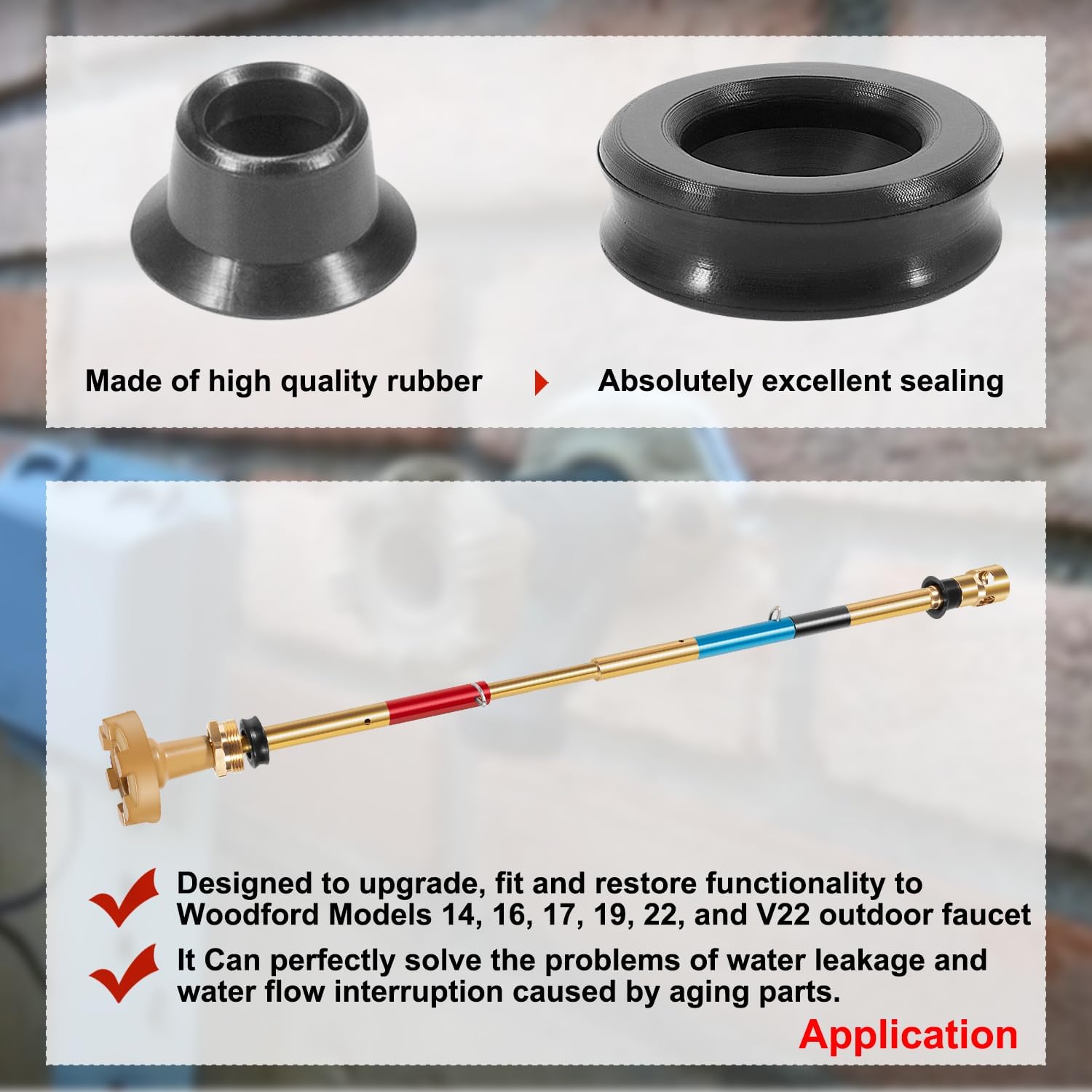 RK-17MH & RK-ADJ-PRV Repair Kit for Woodford Model 17 Outdoor Faucet, Includes 4" to 14" Adjustable Operating Rod, Metal Handle & Full Internal Seal Rebuild Kit with PRV Upgrade image 4