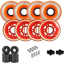 Labeda Roller Hockey Wheel Premium Youth Hilo Combo 68mm 72mm with Bearings Union + Red Orange