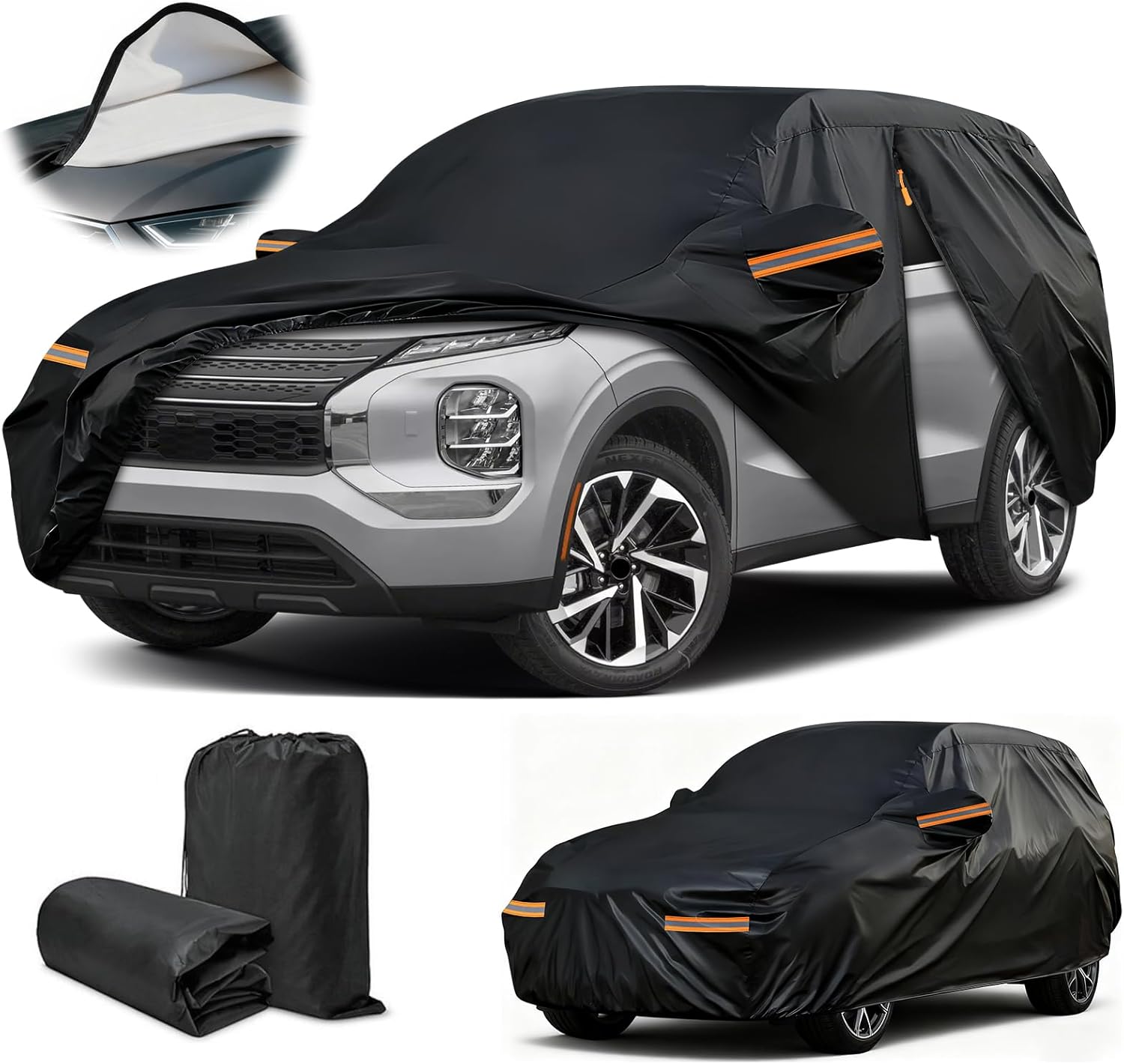 Car Cover for Mitsubishi Outlander, Nissan Murano 2015-2024, Thickened Cover for Outlander, Custom Fit Outlander Cover 2005-2025, Snow Hail Dust Sun Protection Winter with Door Zipper