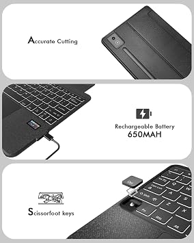 Doohoeek New Keyboard Folio w/Status Screen for Lenovo Idea Tab Pro 12.7 2025, Idea Tab Pro 12.7 Inch Keyboard Bluetooth with Trackpad & Any-Angle Stand & Backlit Keyboard
