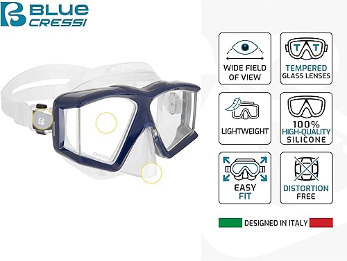 Miniatura 3 de Cressi Máscara de buceo panorámico y kit de snorkel - Vista amplia - Sistema de snorkel superior Dry - Horizonte y Scilla - Diseñado en Italia