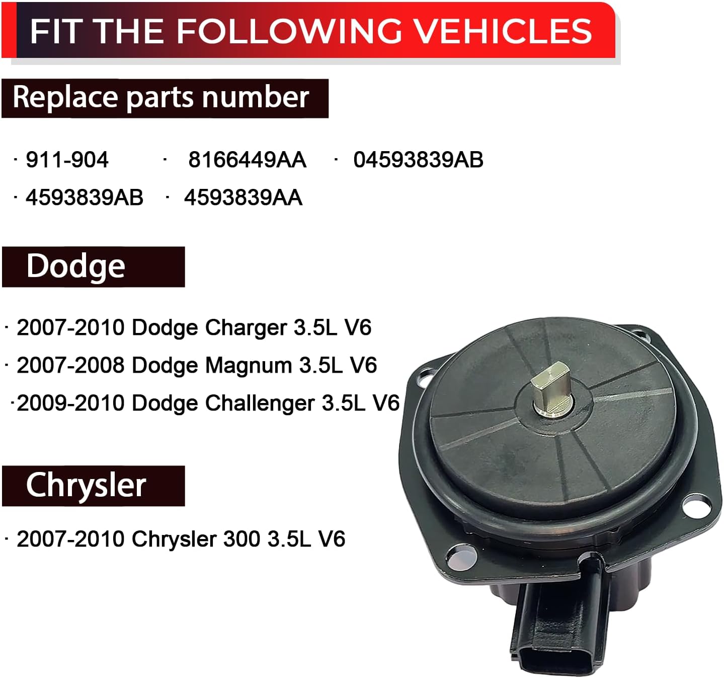 4593839AB Intake Manifold Runner Valve Compatible with Chrysler 300, Dodge Magnum Charger Challenger 3.5L V6 Replaces 68166449AA 911-904