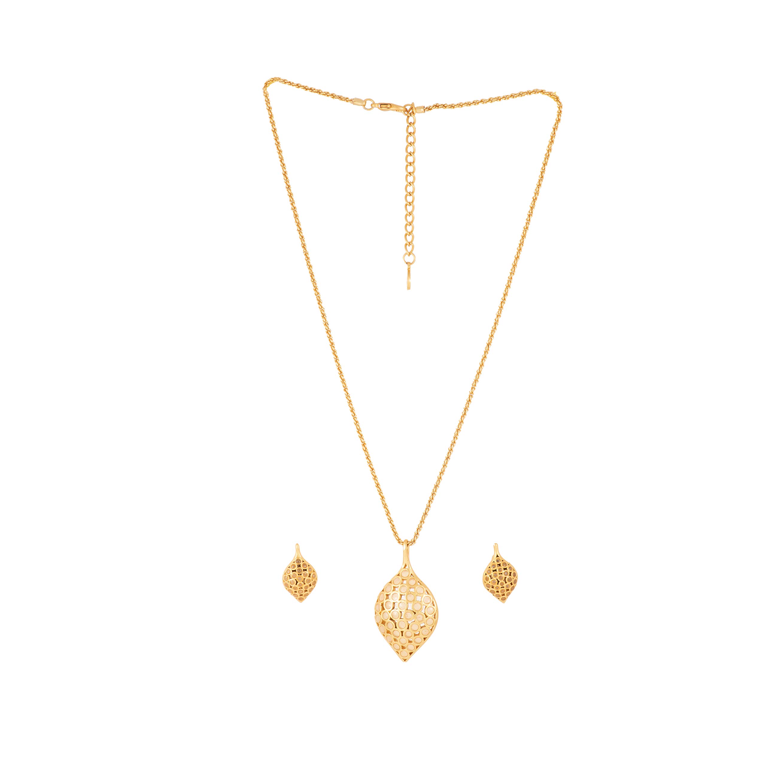 24 Kt Gold Plated Shell Chain Necklace Set for Women-image-6