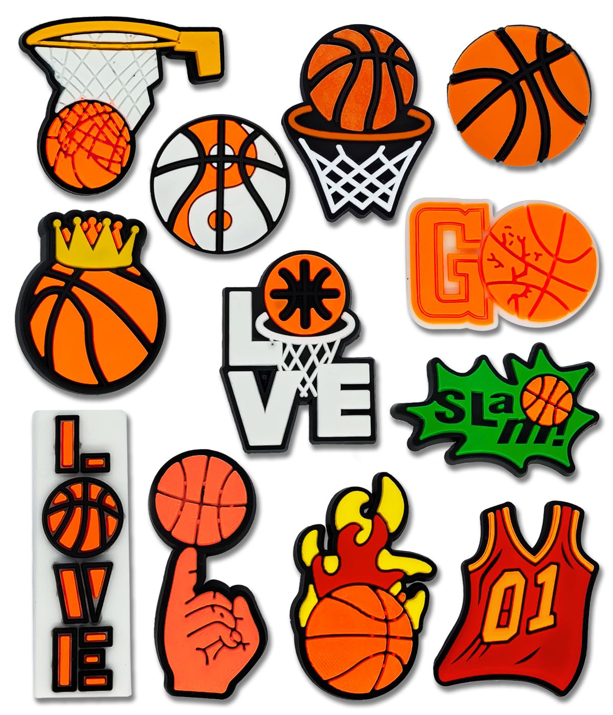 Zhycesog12PCS Soccer Basketball Softball Baseball Football Golf Hockey Volleyball Shoe Charms for Croc Bubble Slides Clogs Sandals, Sports Shoe Accessories Decorations for Girls Women Teens Adults