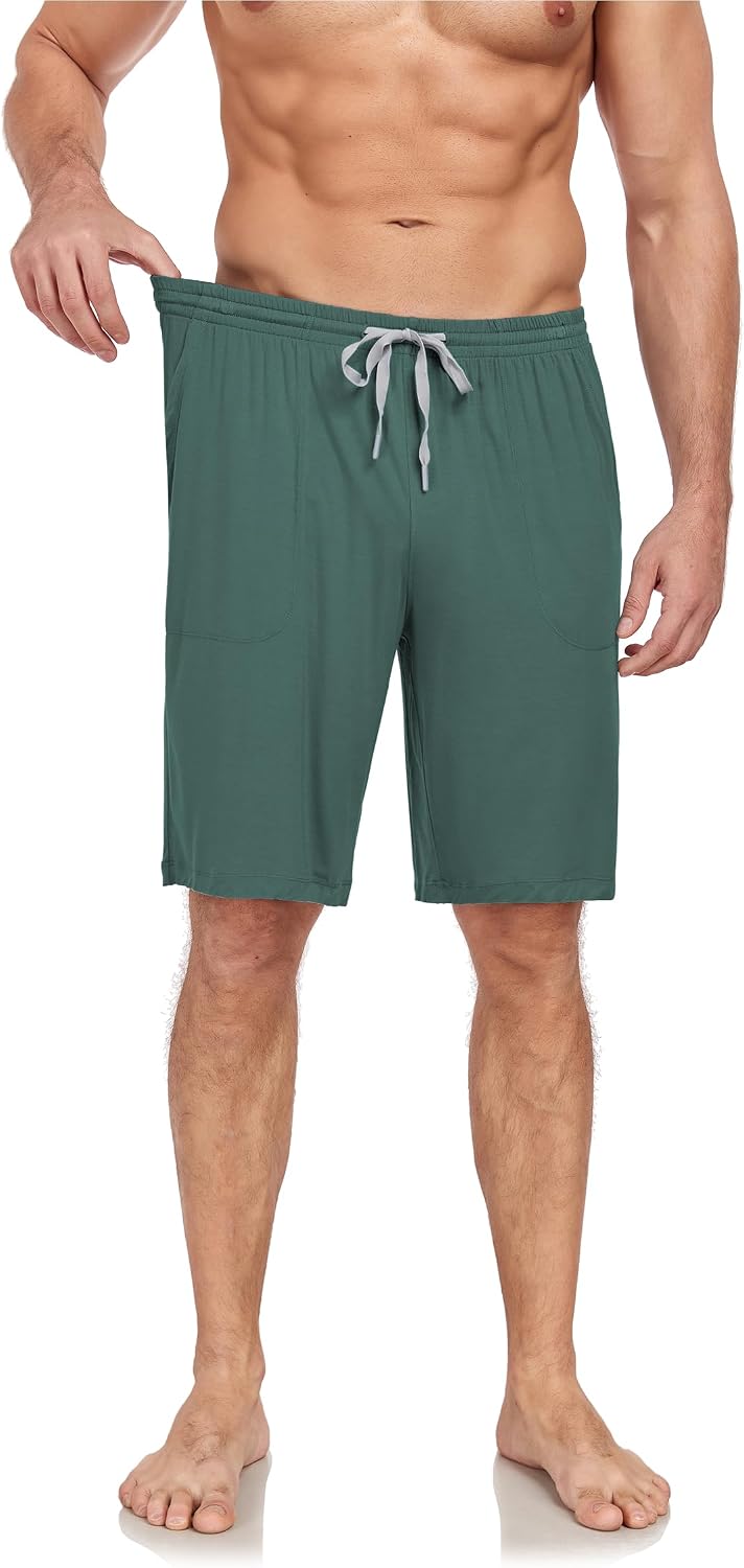 COLORFULLEAF Mens Bamboo Rayon Pajama Shorts Soft Pajama Bottoms Comfy Lounge Sleep Shorts with Pockets